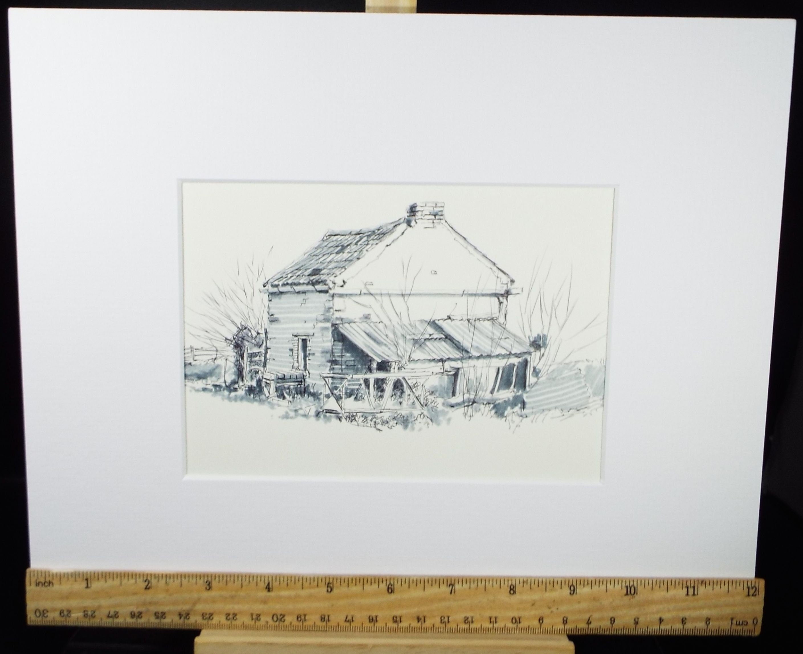 Original Watercolour & Ink, 'Godney, Somerset', Circa 1990's, Artist Unknown