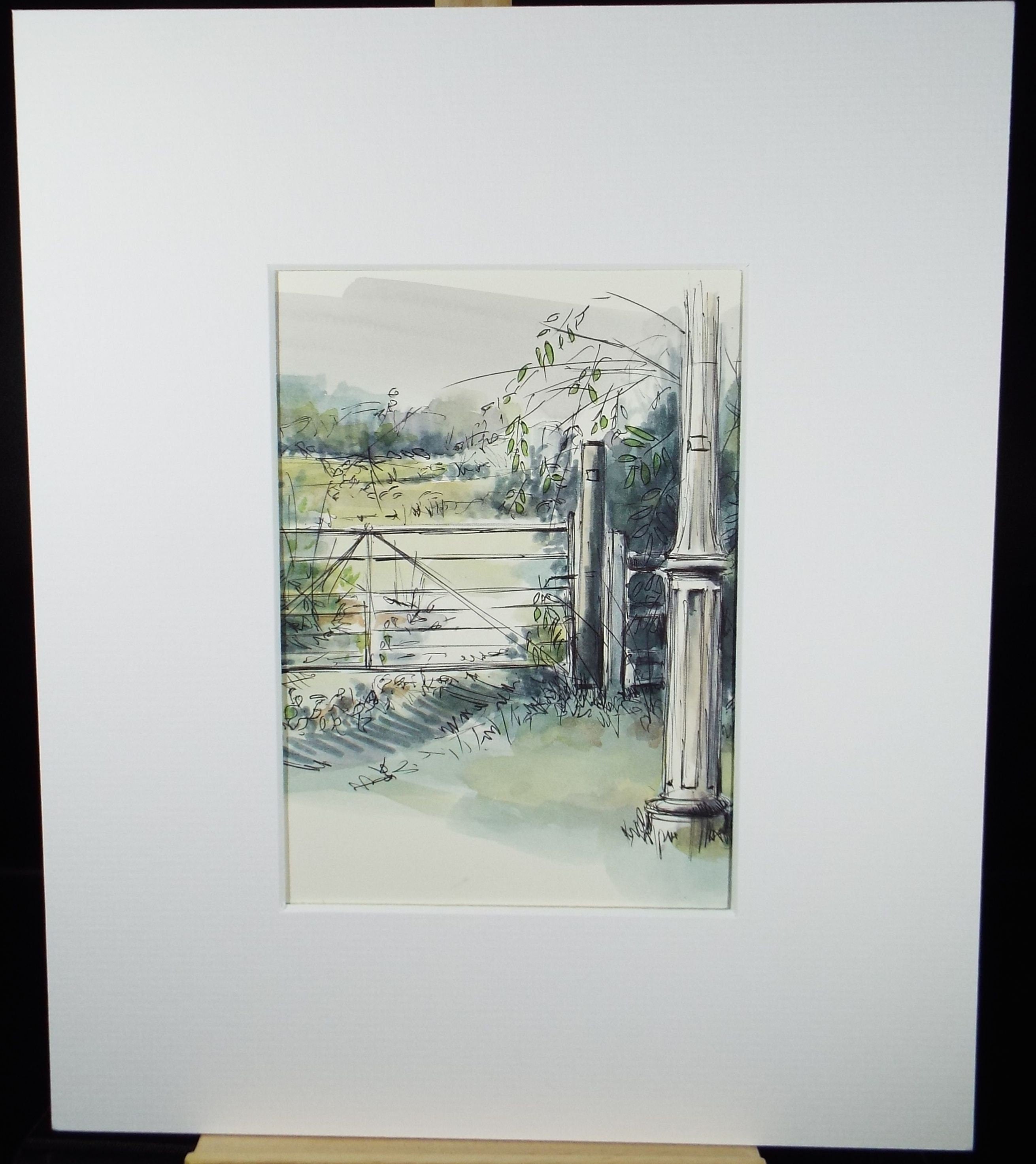 Original Watercolour & Ink, 'Old Lamp Post, Littleton', Dated 1993, Artist Unknown