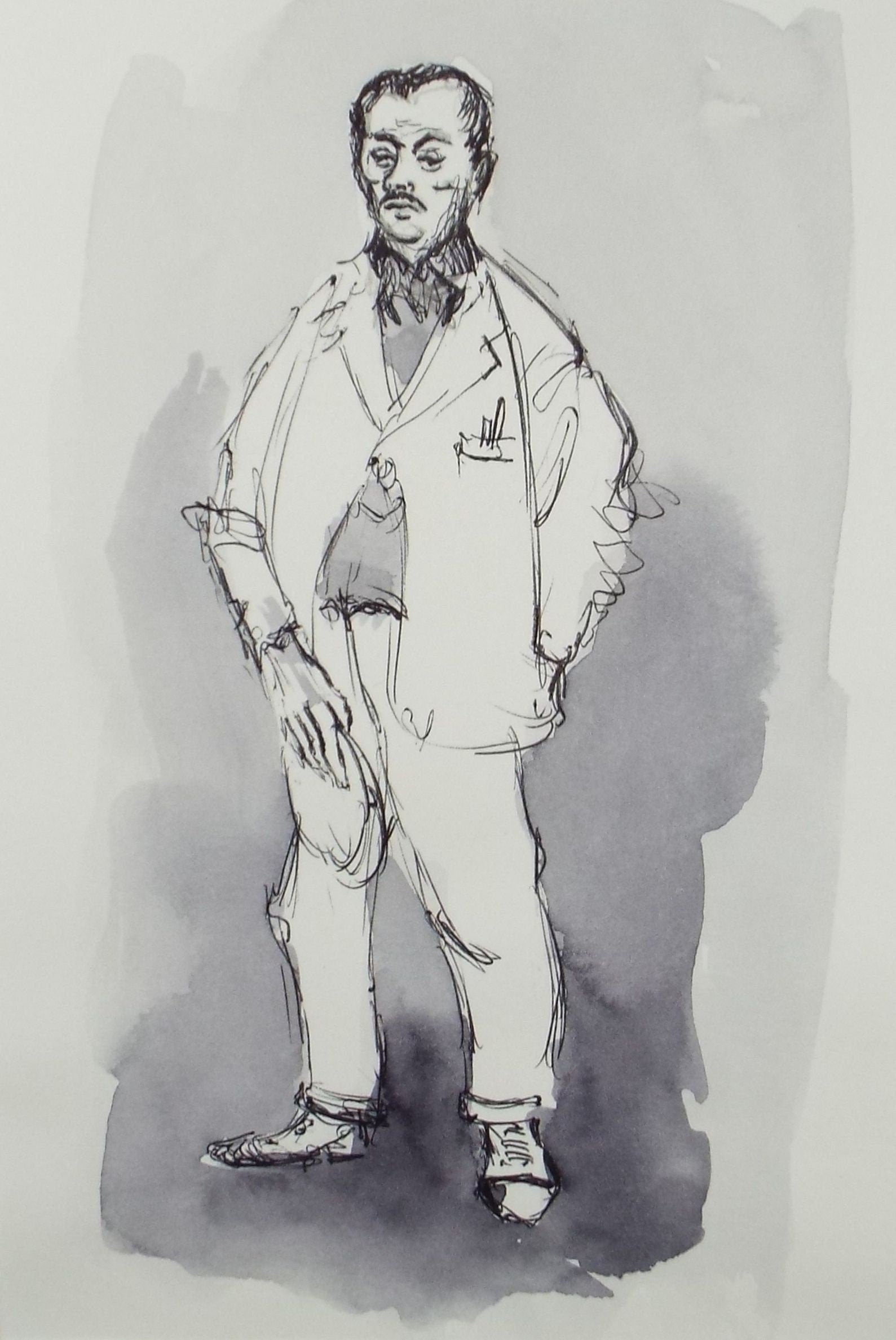 Original Watercolour & Ink, 'Costermonger', Circa 1990's , Artist Unknown