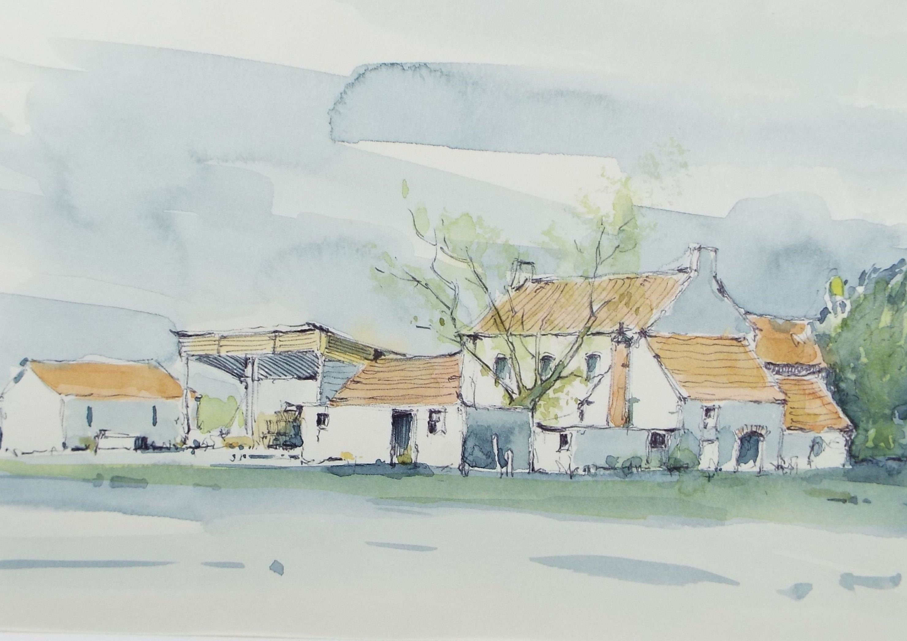 Original Watercolour & Ink, 'The Nait, Oldbury on Severn', Dated 1997 , Artist Unknown