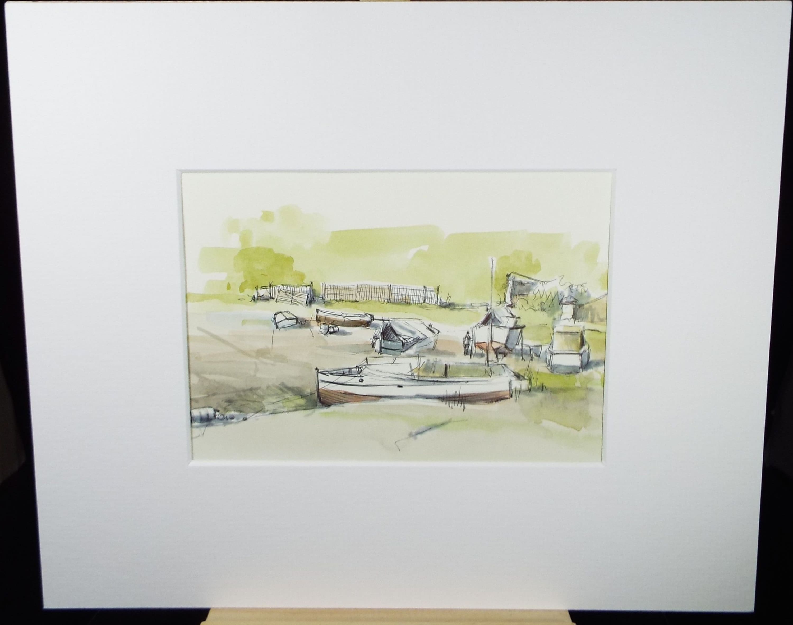 Original Watercolour & Ink, 'Sea Mills, Strandings', Dated 1992 , Artist Unknown