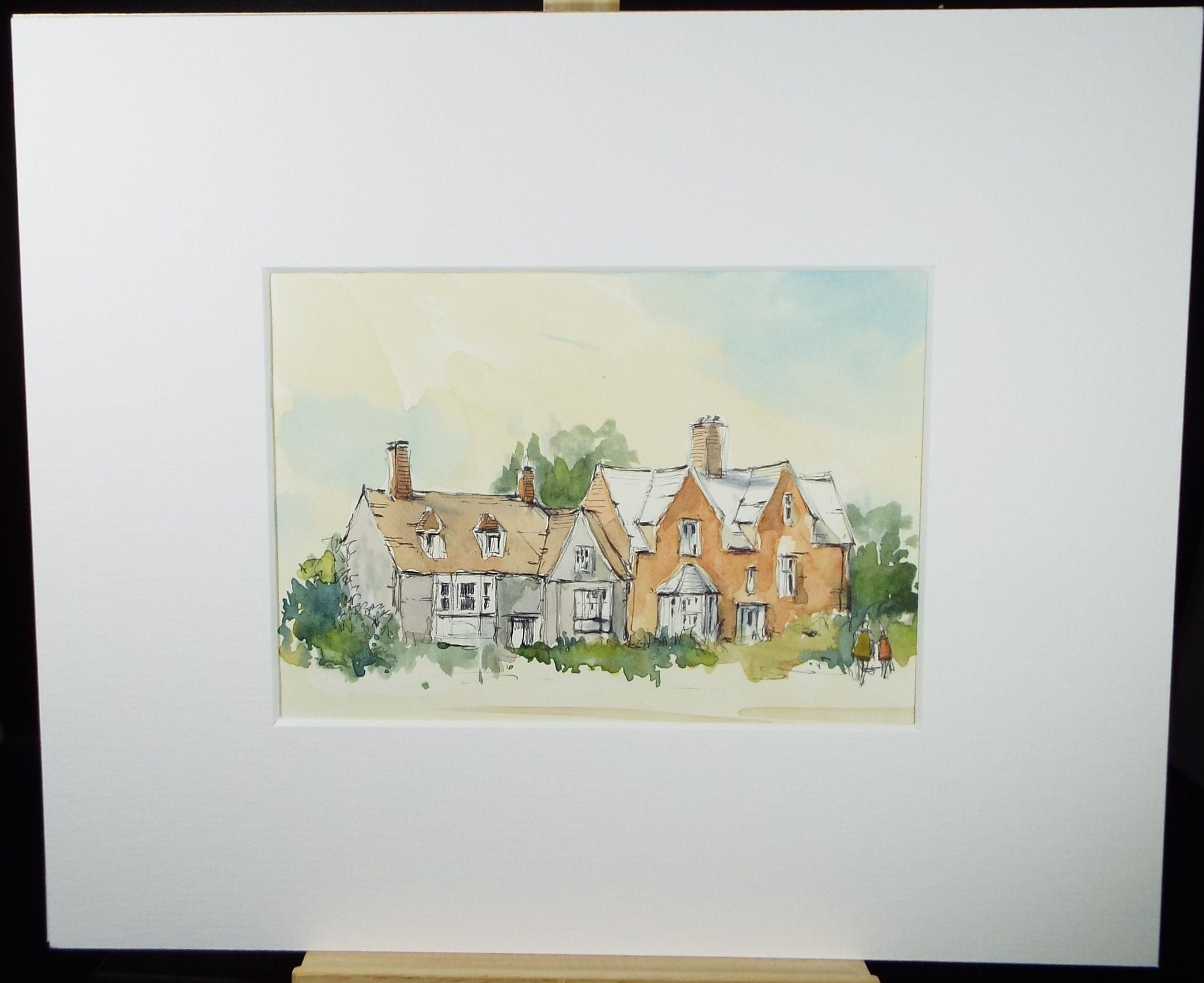 Original Watercolour & Ink, 'Somewhere in Somerset, Circa 1990's, Artist Unknown