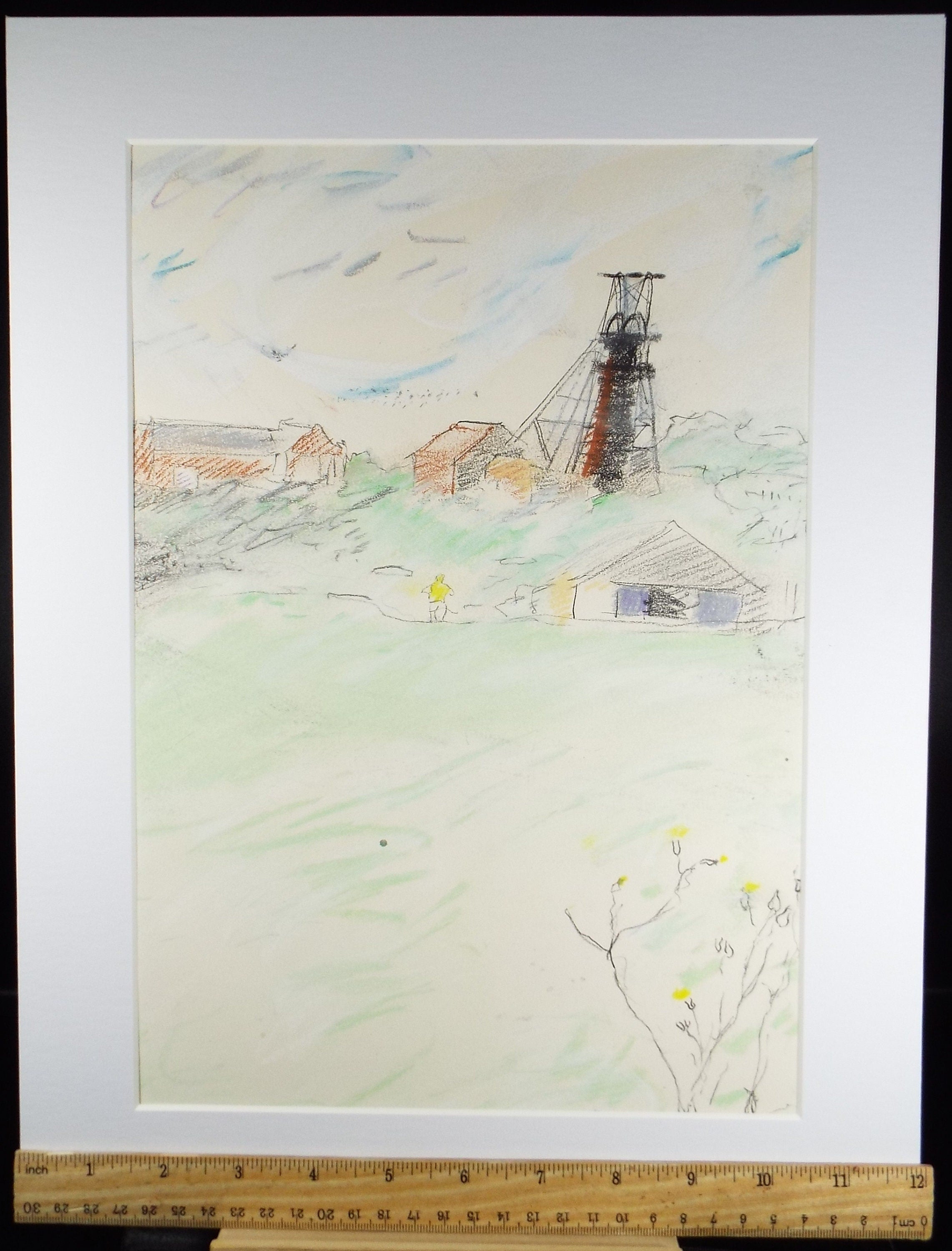 Original Pencil & Crayon Drawing, 'The Mine Workings', Circa 1980's, Thora Clyne (Scottish 1937-2021)