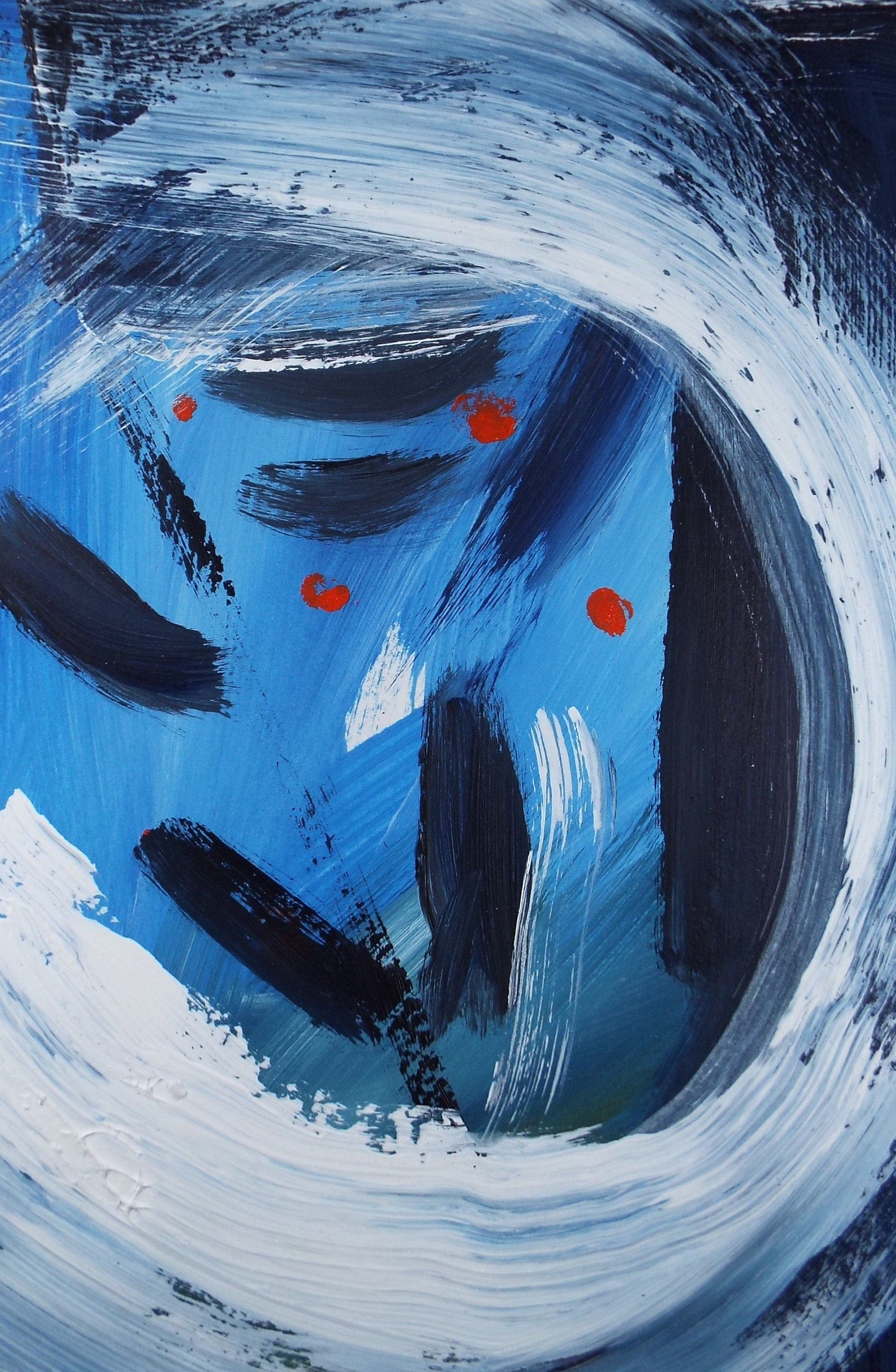 Original Watercolour & Gouache, 'Abstract in White and Blue', circa 2000, Gordon Couch (20th Century British)