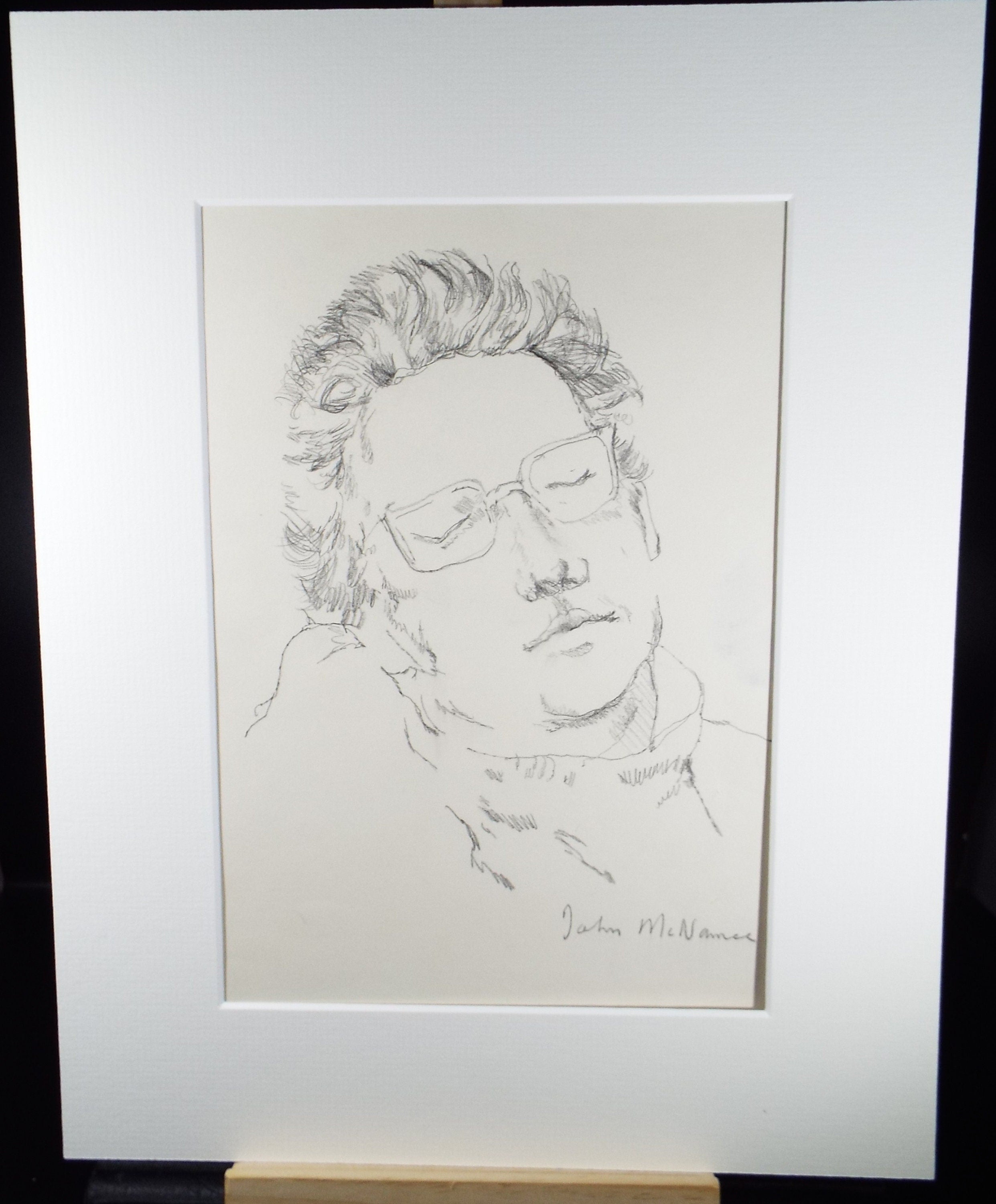 Original Pencil Drawing, 'Portrait of a man in glasses',c1980's, John McNamara