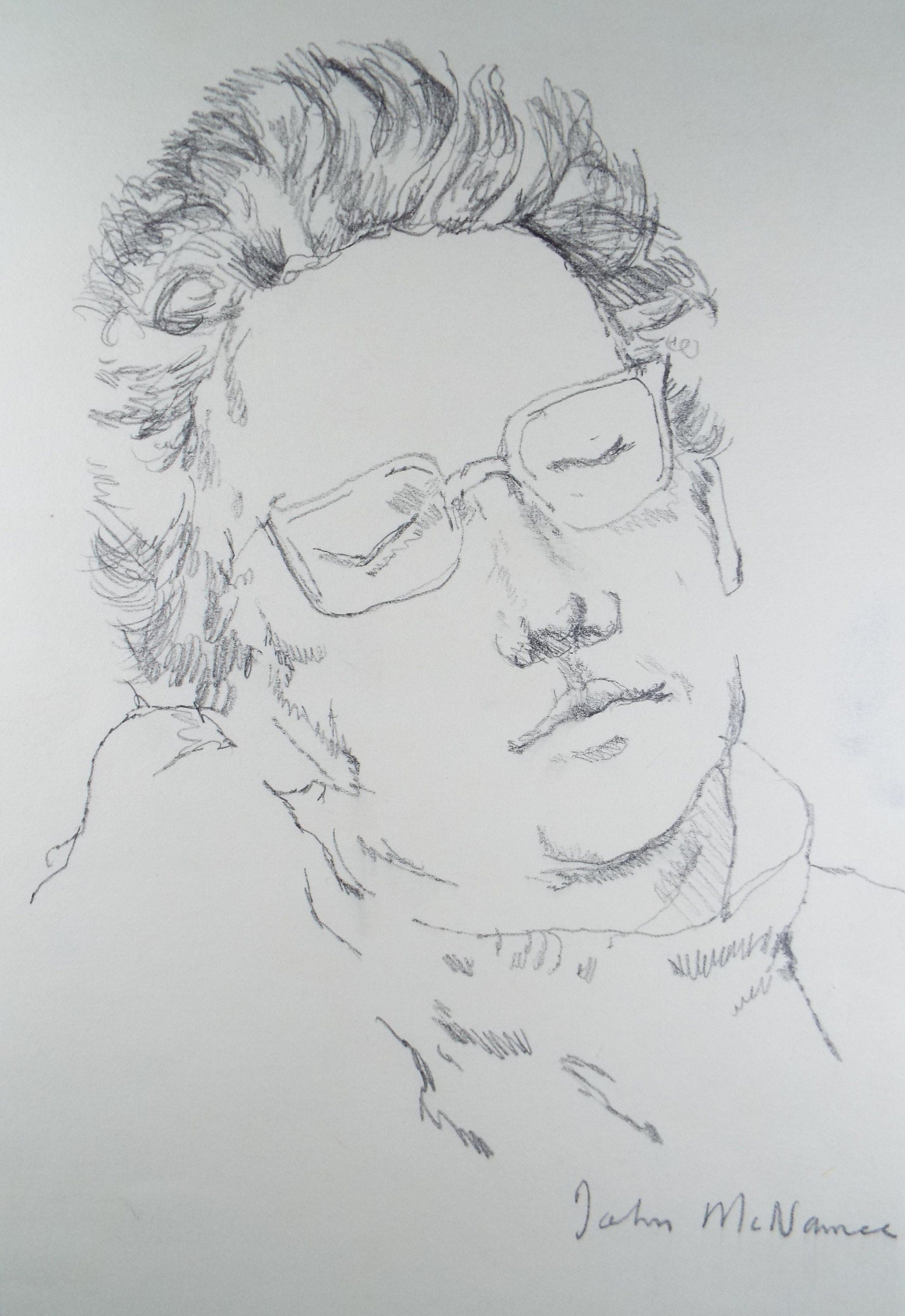 Original Pencil Drawing, 'Sleeping man', c1980's, John McNamara