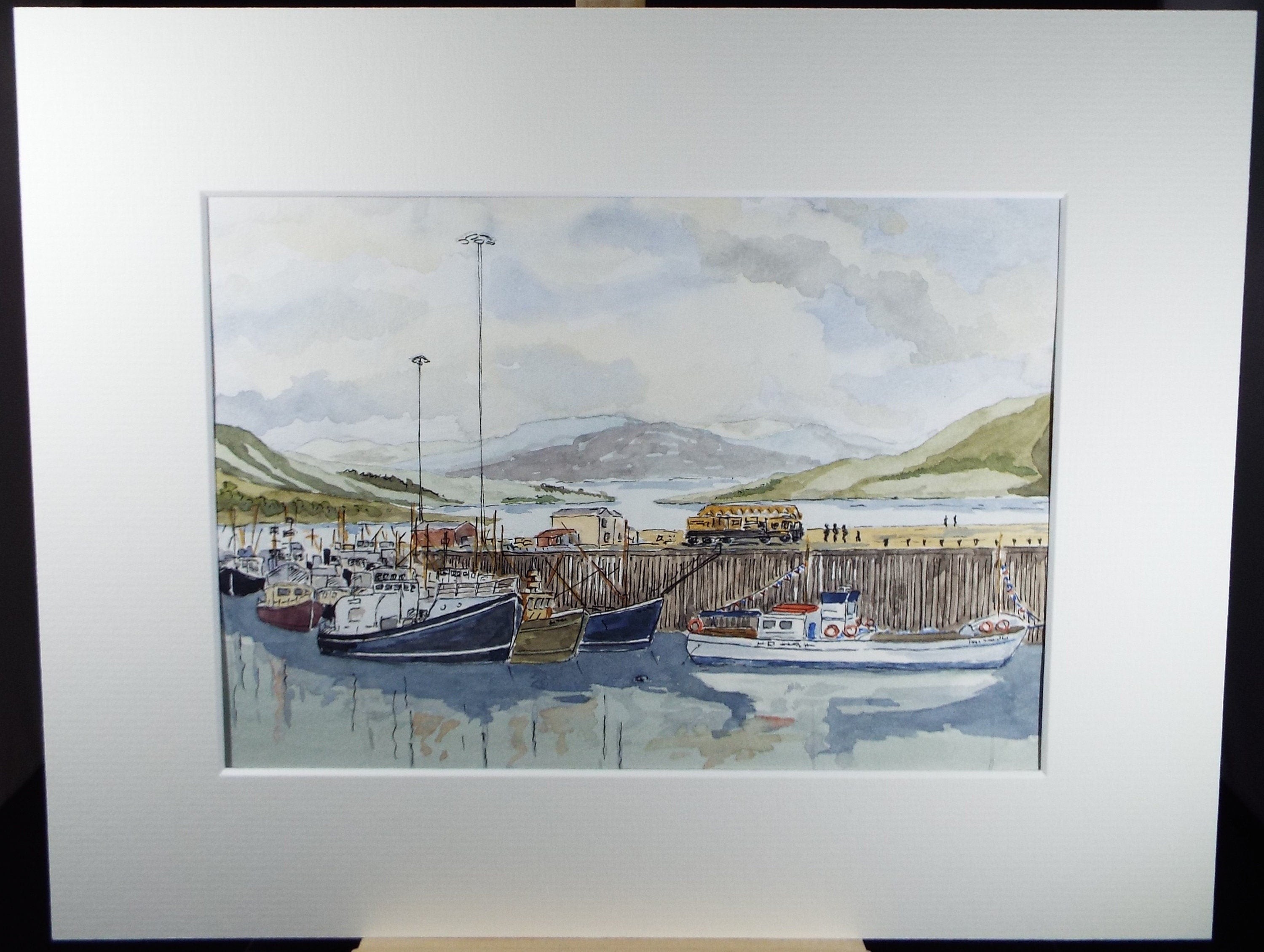 Original Watercolour, 'Ullapool', Circa 1990's, Monogram PL