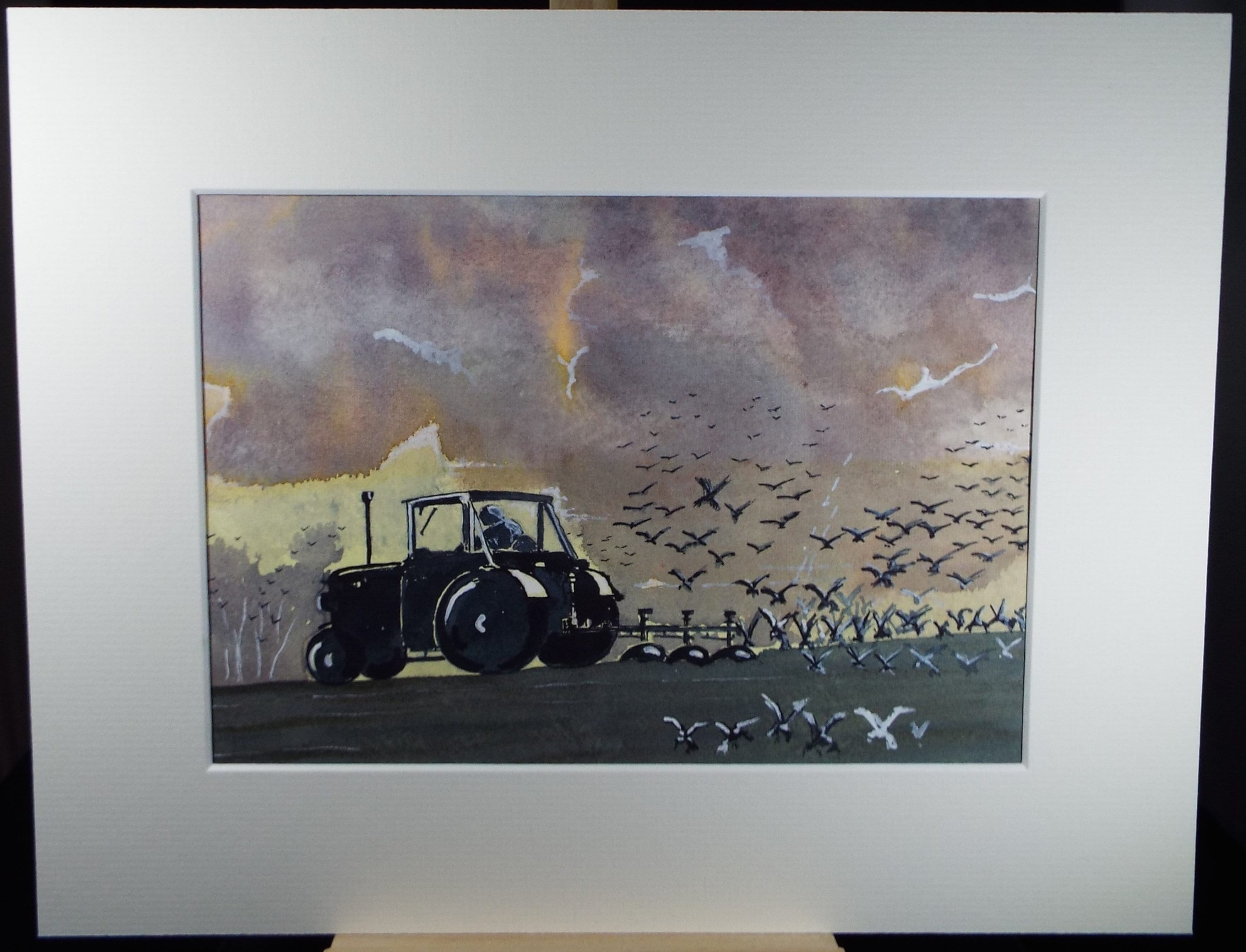 Original Watercolour, 'Field Ploughing' 1990's , Artist Unknown