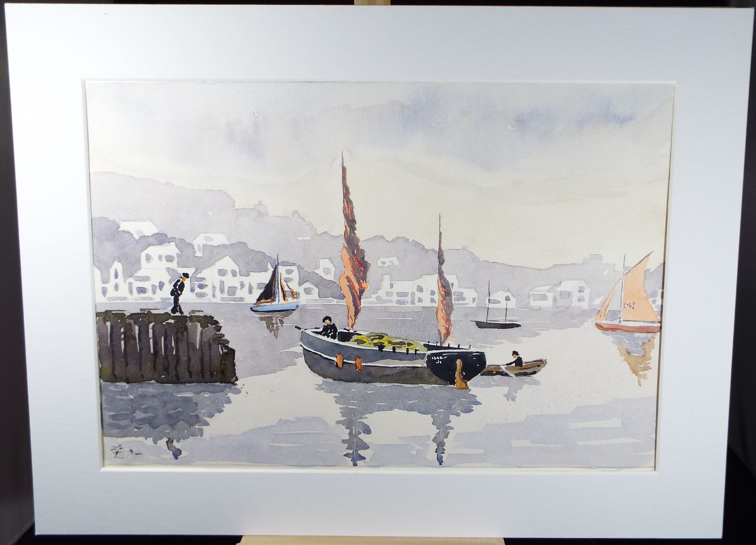 Original Watercolour, 'Sailing Boats',  Monogram PL, Circa 1990's