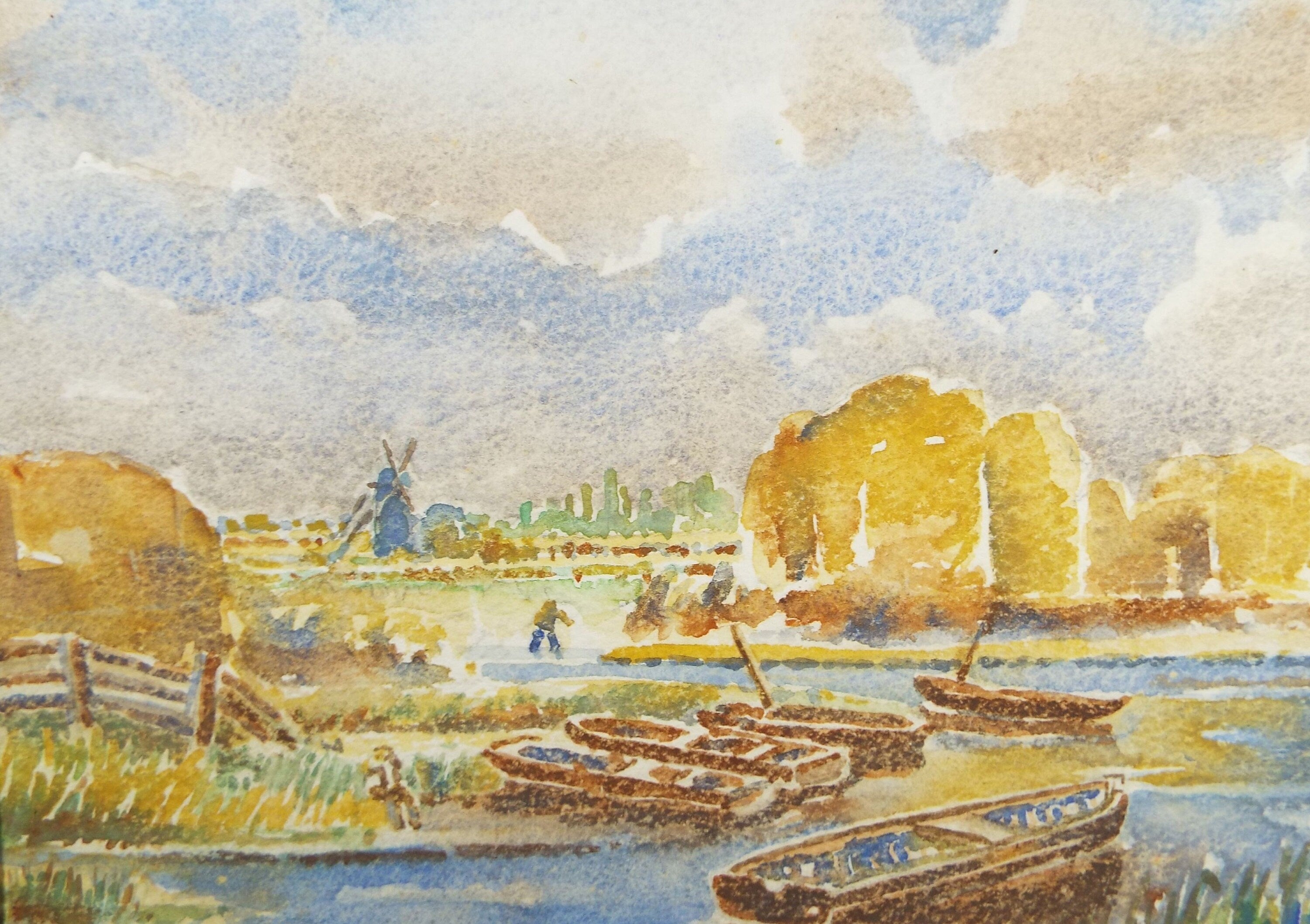 Original Watercolour, 'Norfolk Broads', Circa 1950's,Artist Unknown