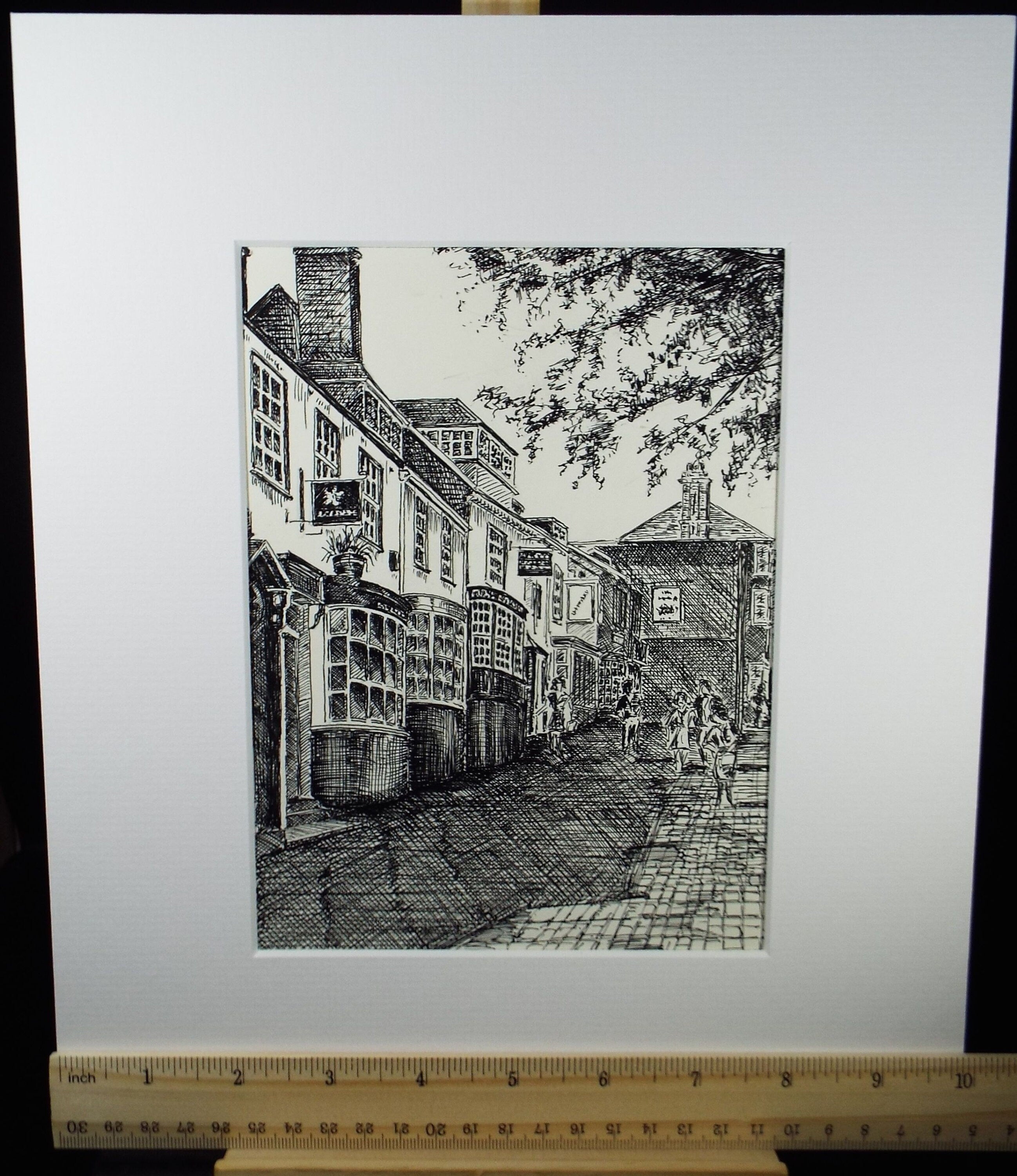 Original Pen & Ink, 'Lymington High Street', Circa 1990's