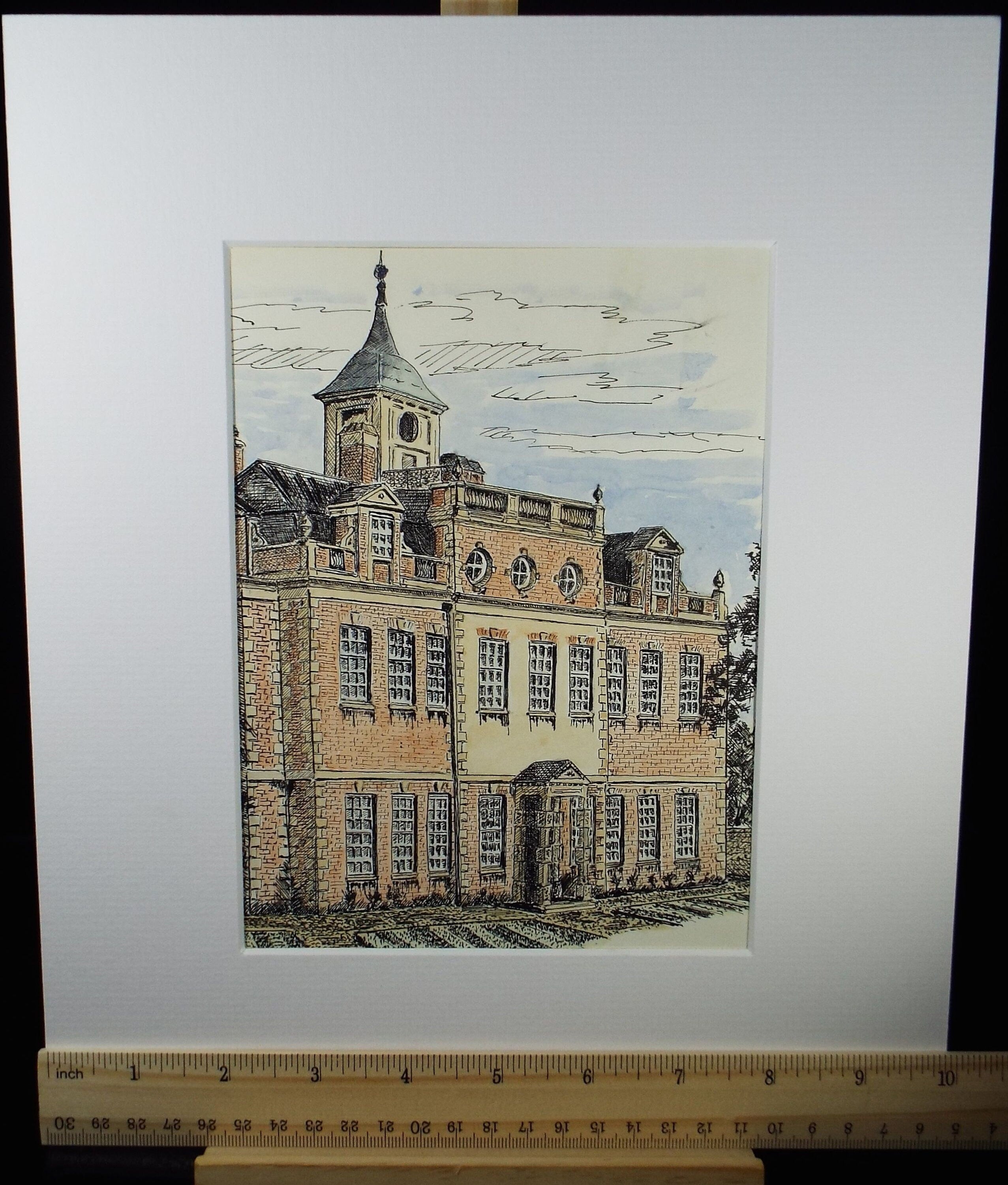 Original Watercolour, 'A Mansion House', Dated 1994, Artist Unknown