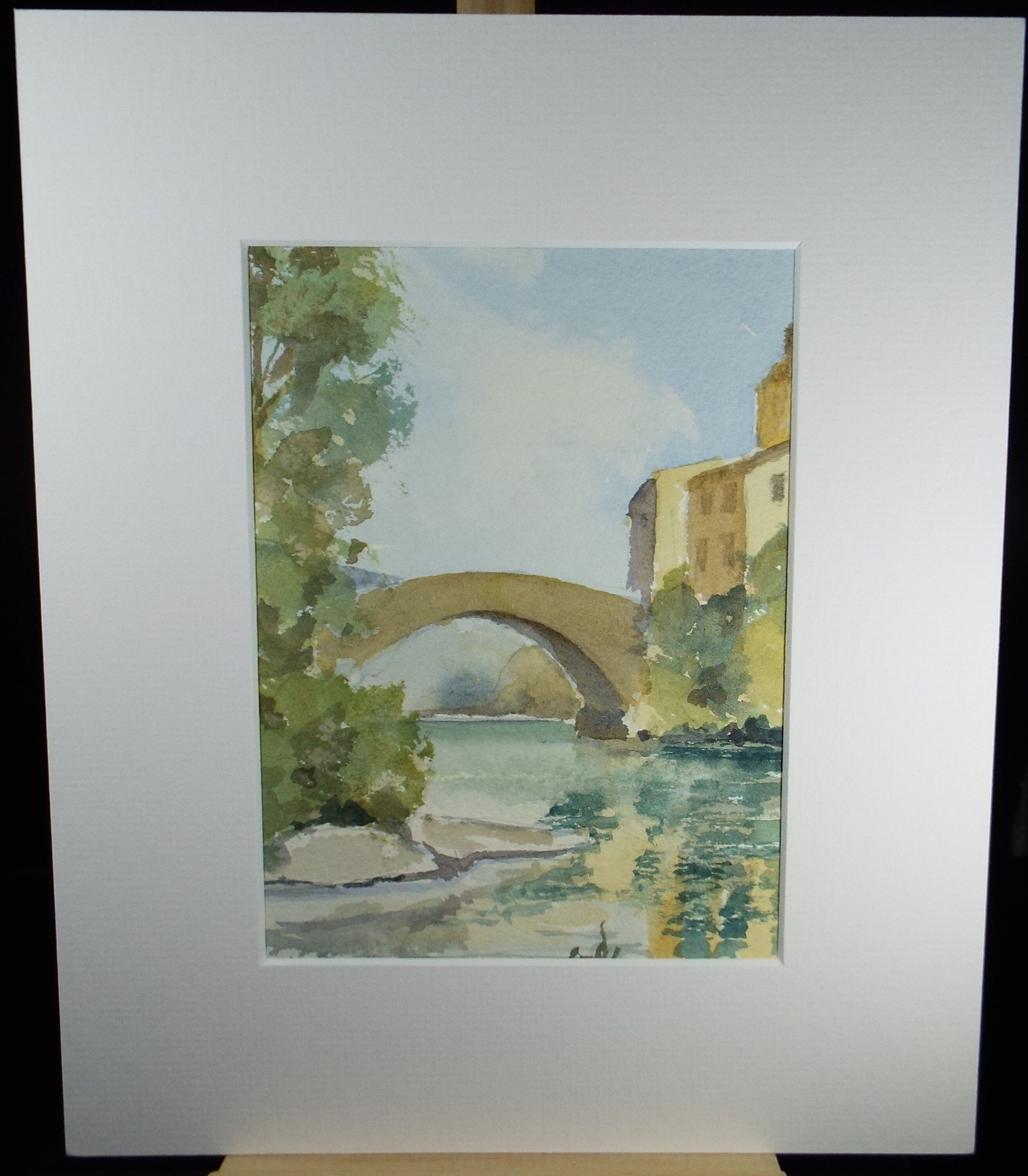 Original Watercolour, 'Bridge Over the River', c1990, Paul Winby