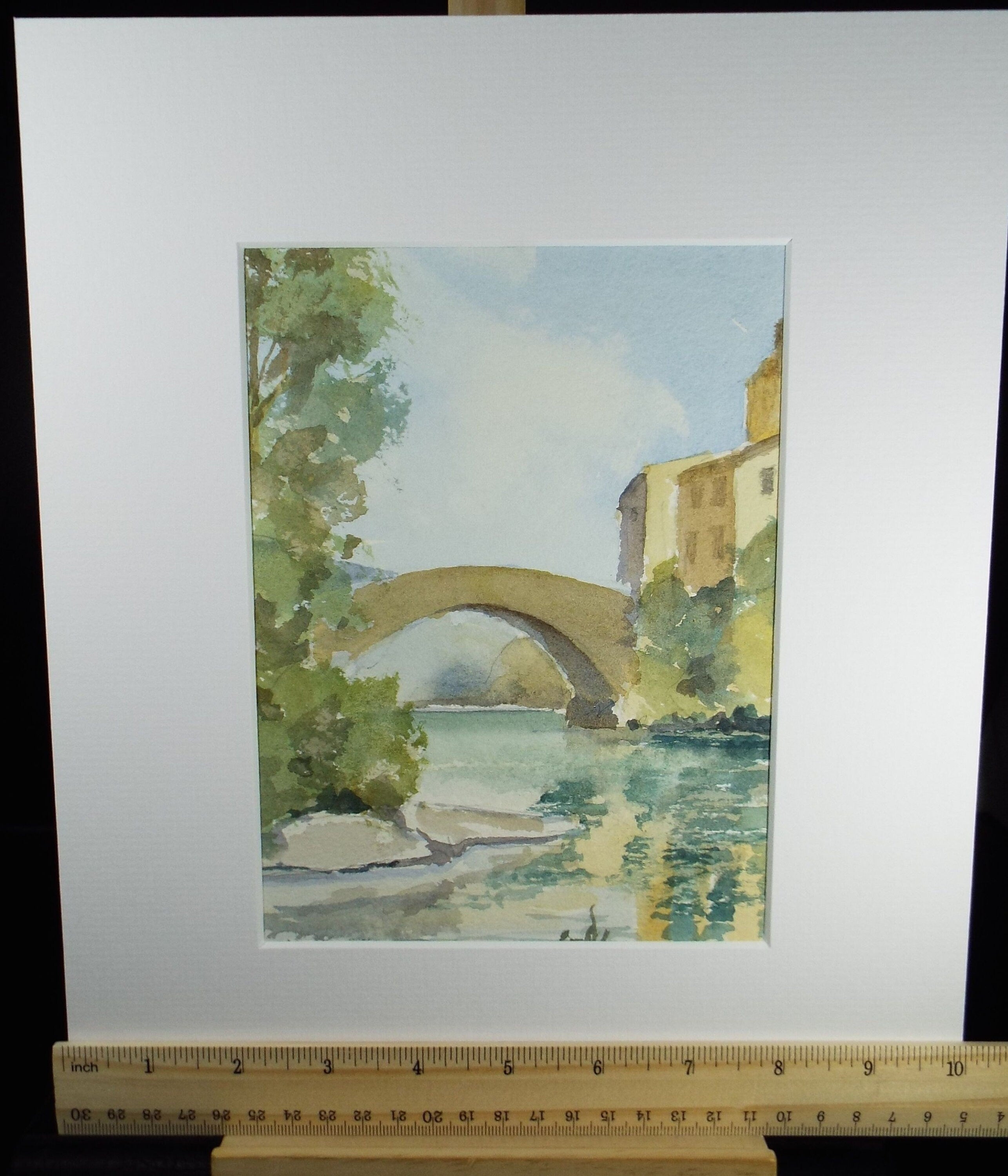 Original Watercolour, 'Bridge Over the River', c1990, Paul Winby