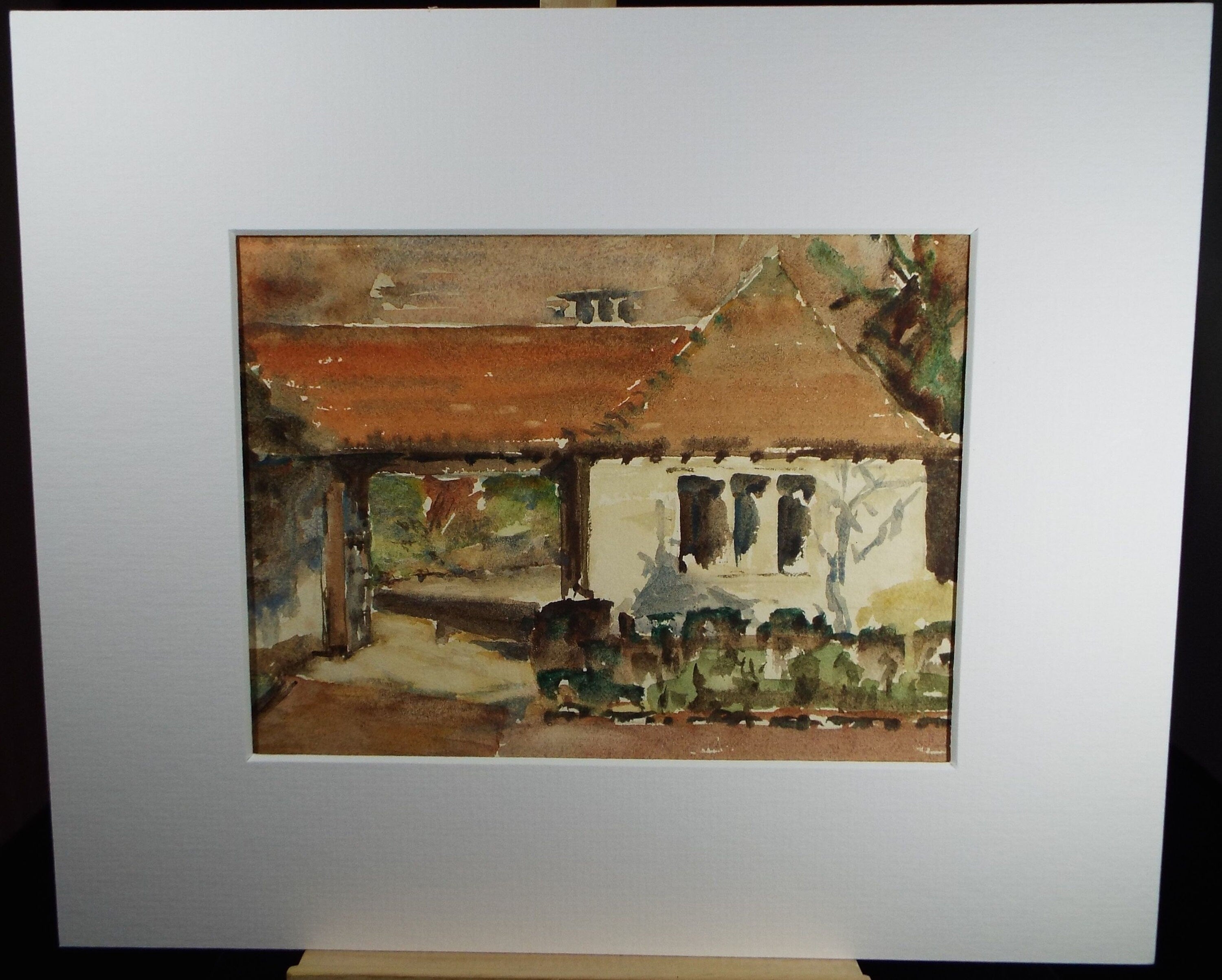 Original Watercolour, 'Italian Farm Buildings', Circa 1950's, unknown artist