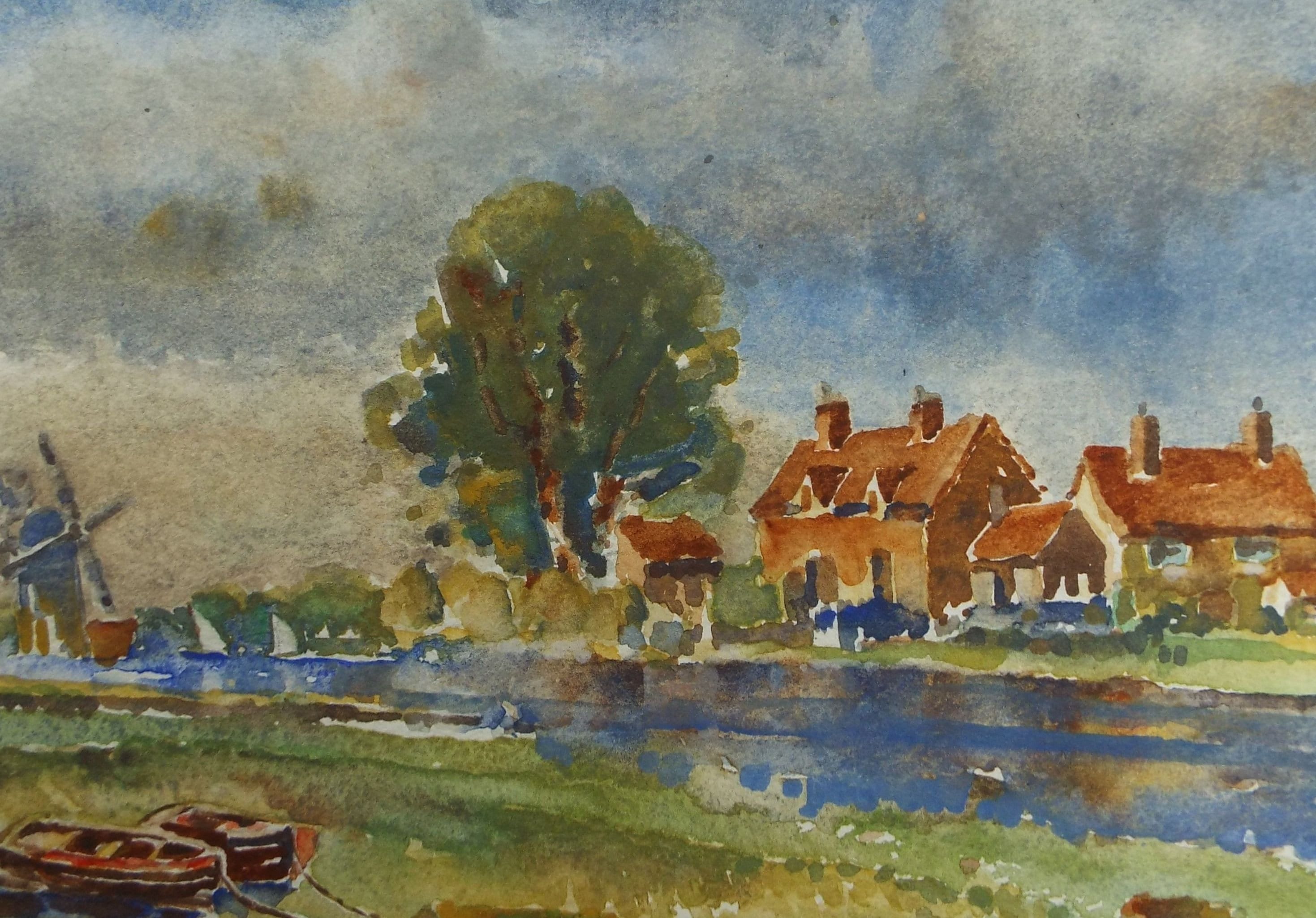 Original Watercolour, 'A Norfolk Broad', Circa 1950's,Artist Unknown