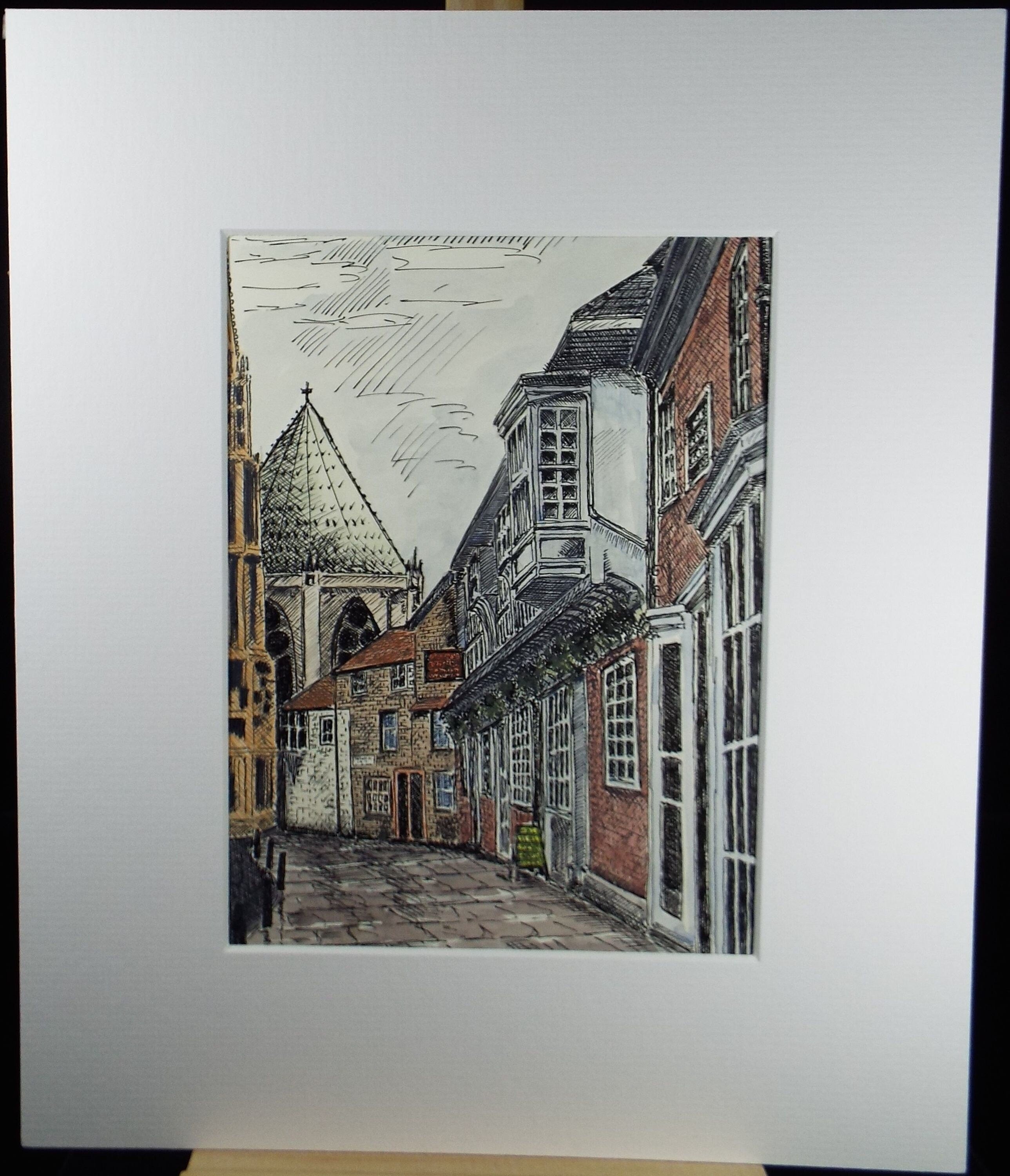 Original Pen and Ink, 'Minster Road, York', circa 1980's, Artist Unknown