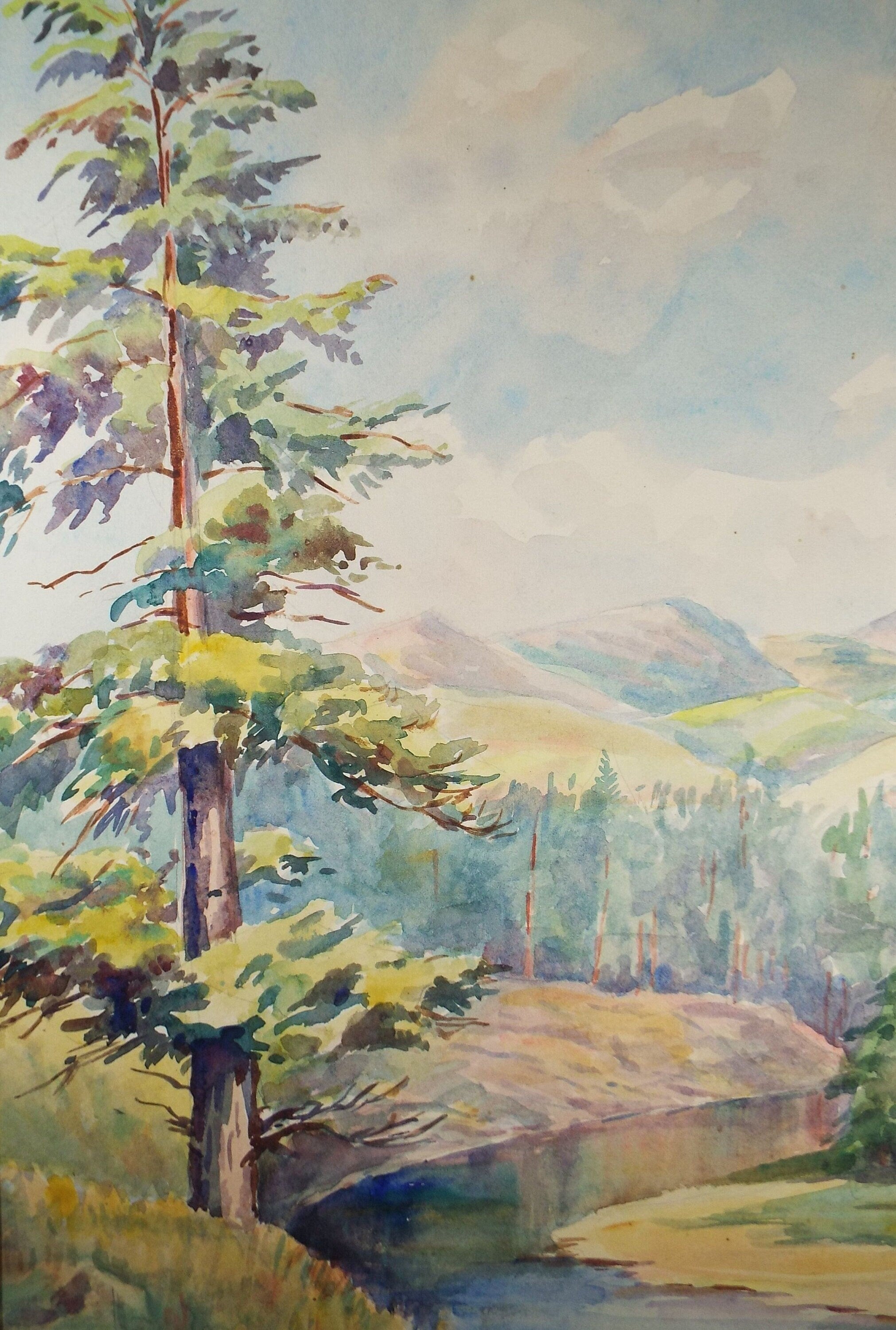 Original Watercolour, 'Alpine Landscape', C R Chase (1893-1988), Circa 1950's