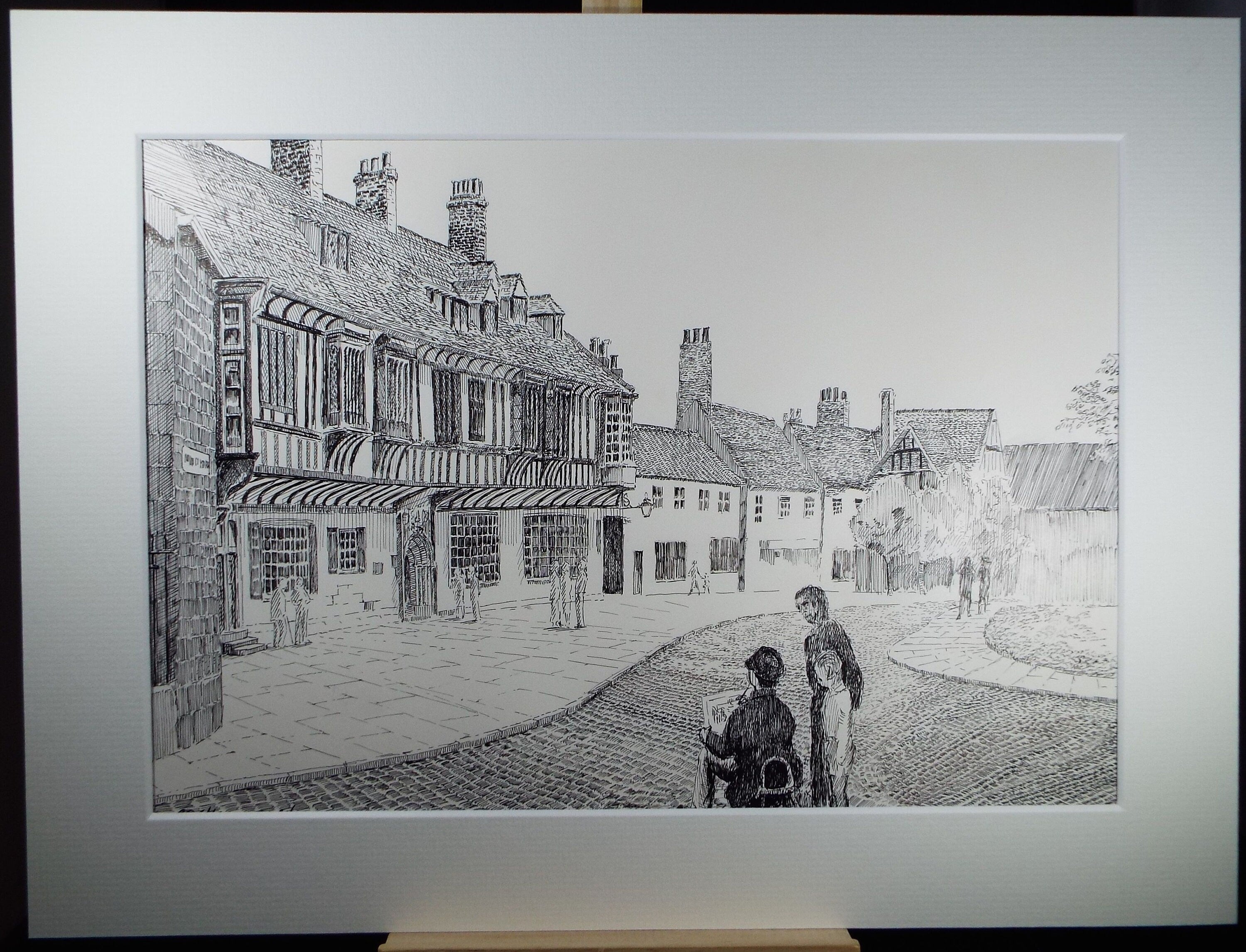 St William's College, York, Original pen and ink, dated 1980, E F Heathfield