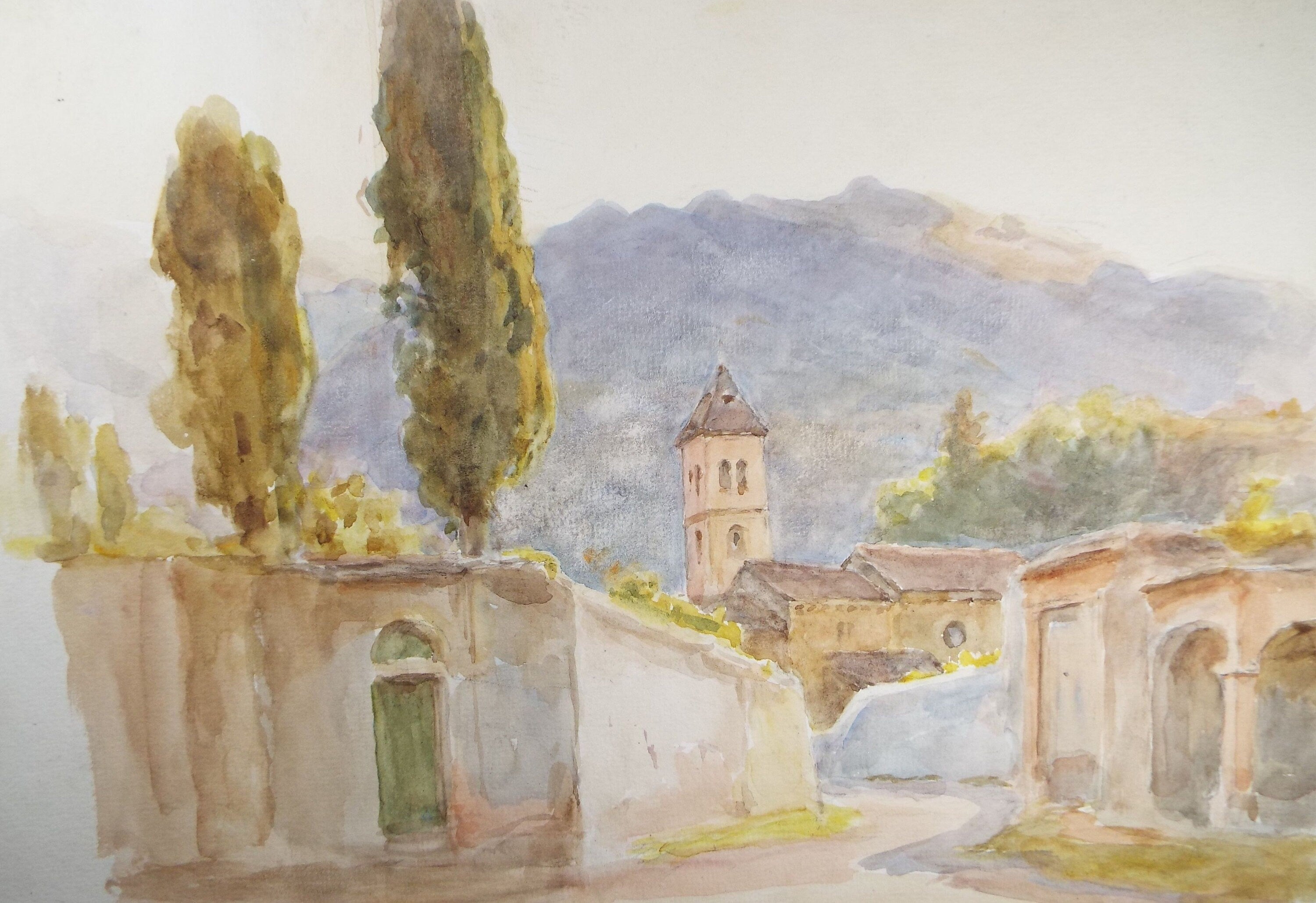 Original Watercolour, 'Italian town scene', Circa 1950's, C R Chase (1893-1988)