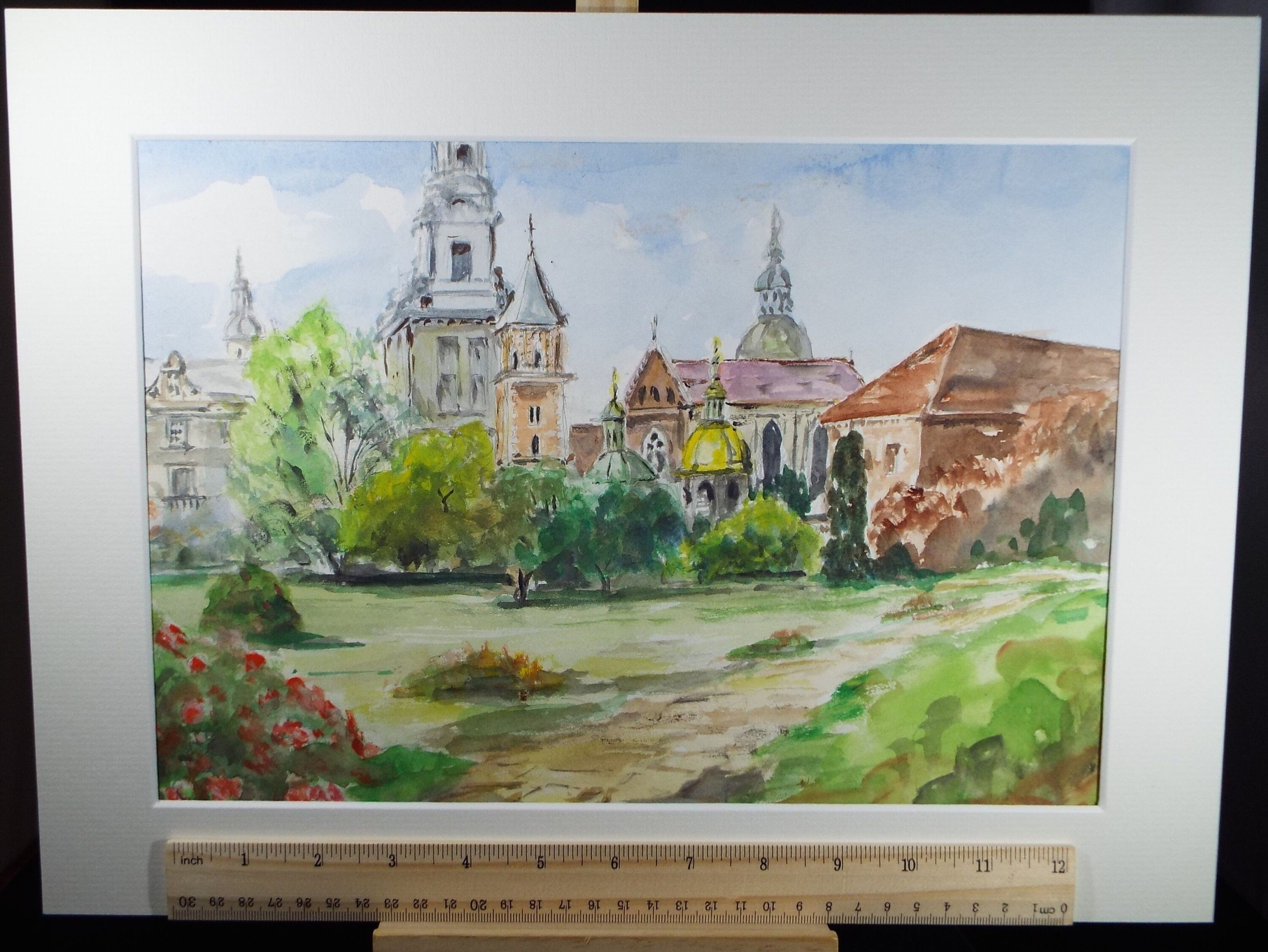 Original Watercolour, 'Krakow Cathedral', dated 1998, Artist Unknown