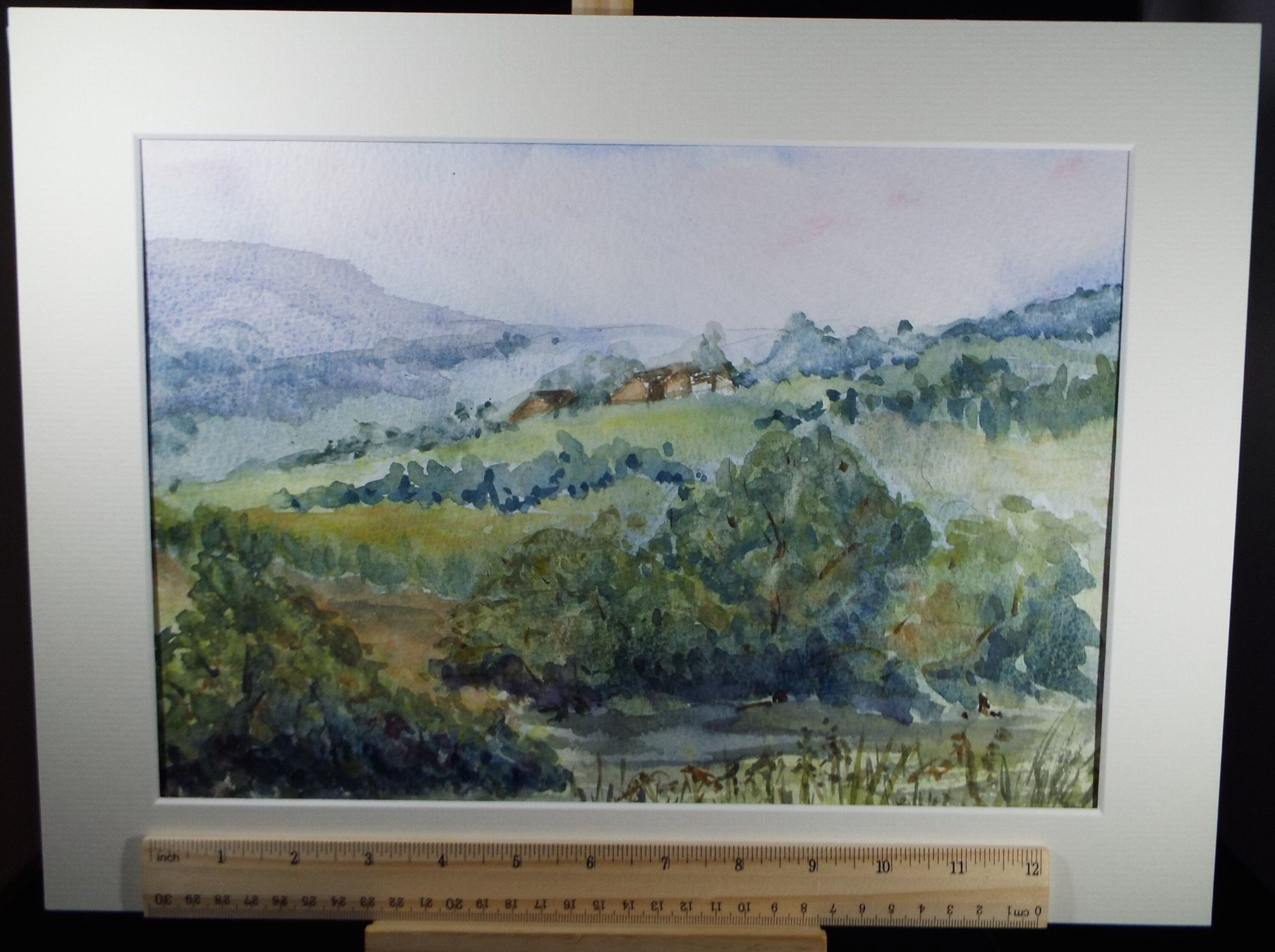 Original Watercolour, 'Green Landscape', c1990's, Artist Unknown