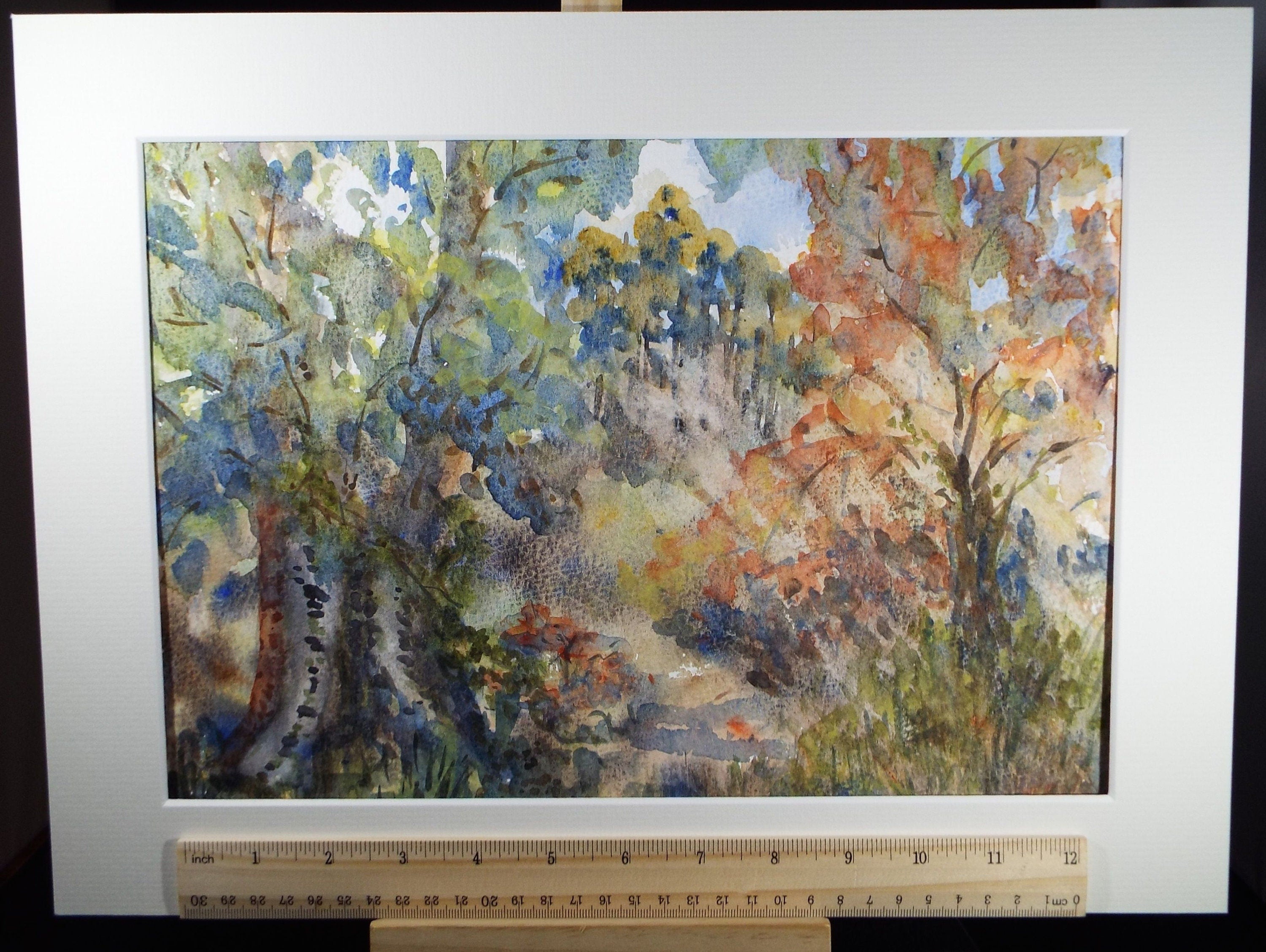 Original Watercolour on Paper, 'Autumn Landscape', circa 1990's, Artist Unknown