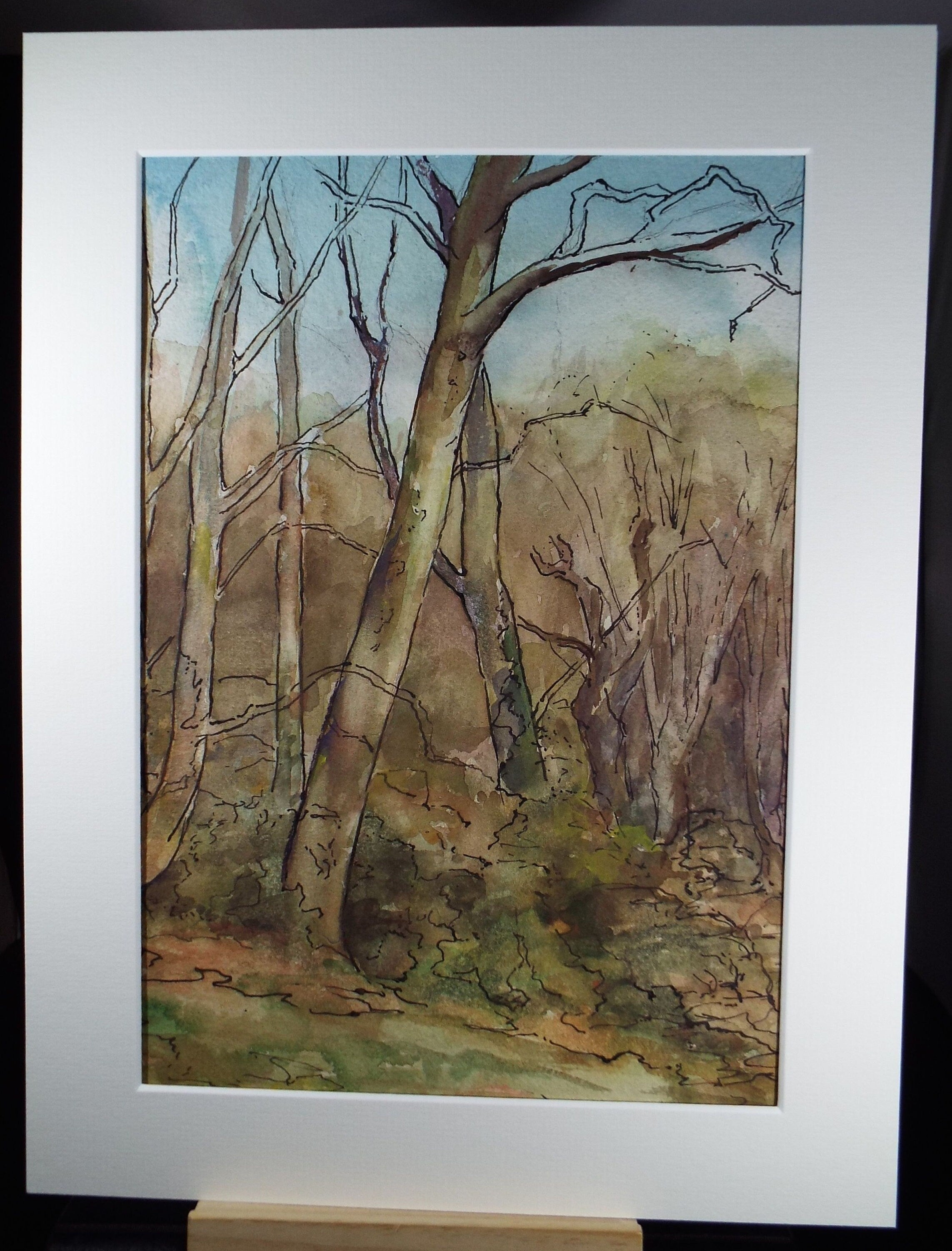 Original Watercolour & Gouache, 'Woodland in Winter', Circa 1950's , Artist Unknown