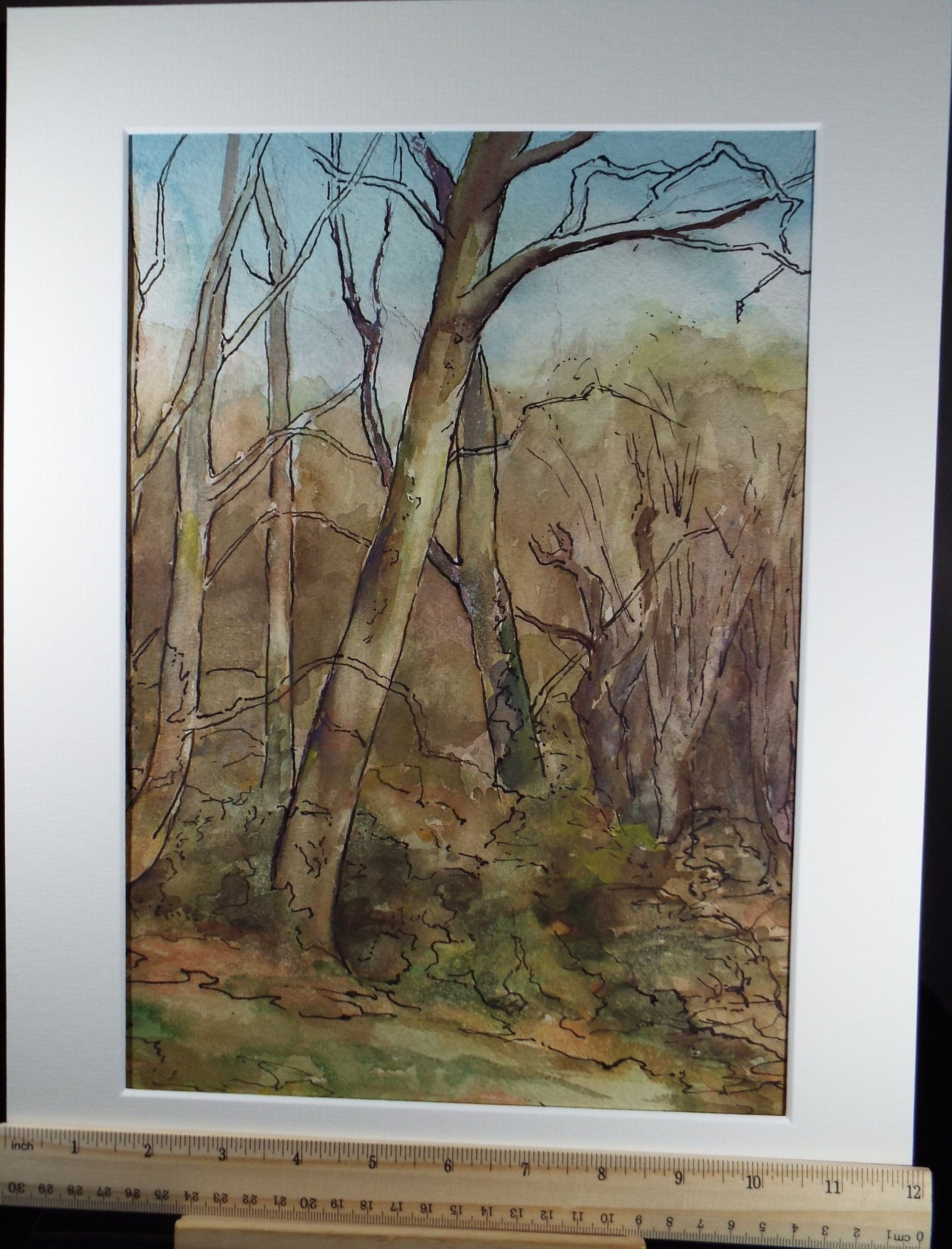 Original Watercolour & Gouache, 'Woodland in Winter', Circa 1950's , Artist Unknown