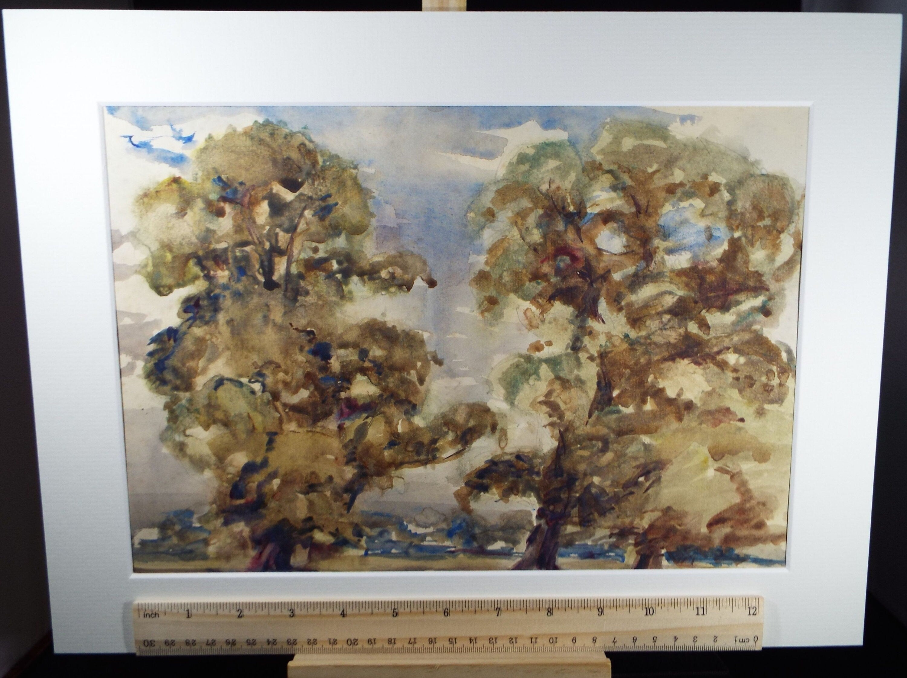 Original Watercolour, 'Study of two Elms' , C R Chase (1893-1988), Circa 1950's