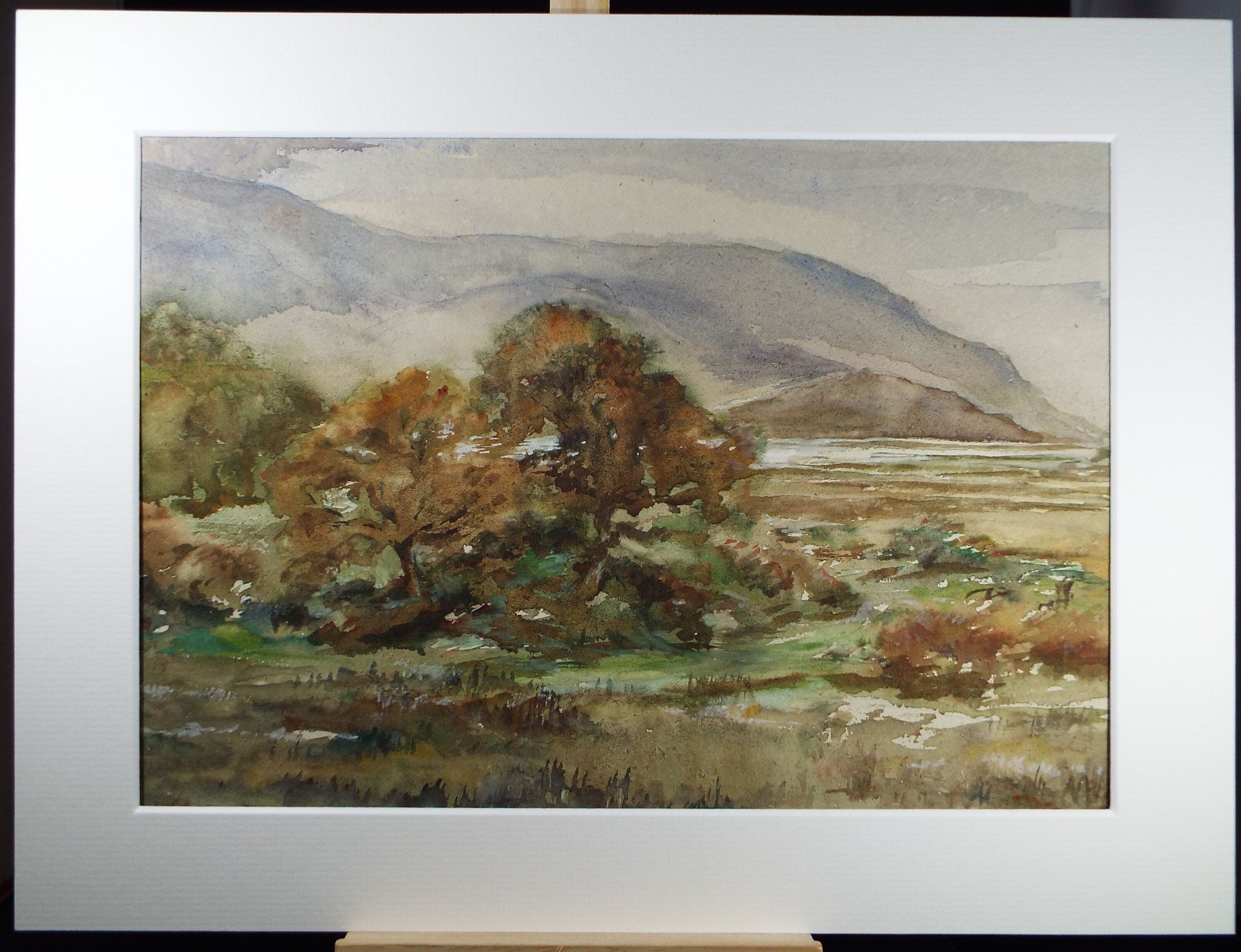 Original Watercolour, 'Autumn Landscape with Distant Hills' , C R Chase (1893-1988), Circa 1950's