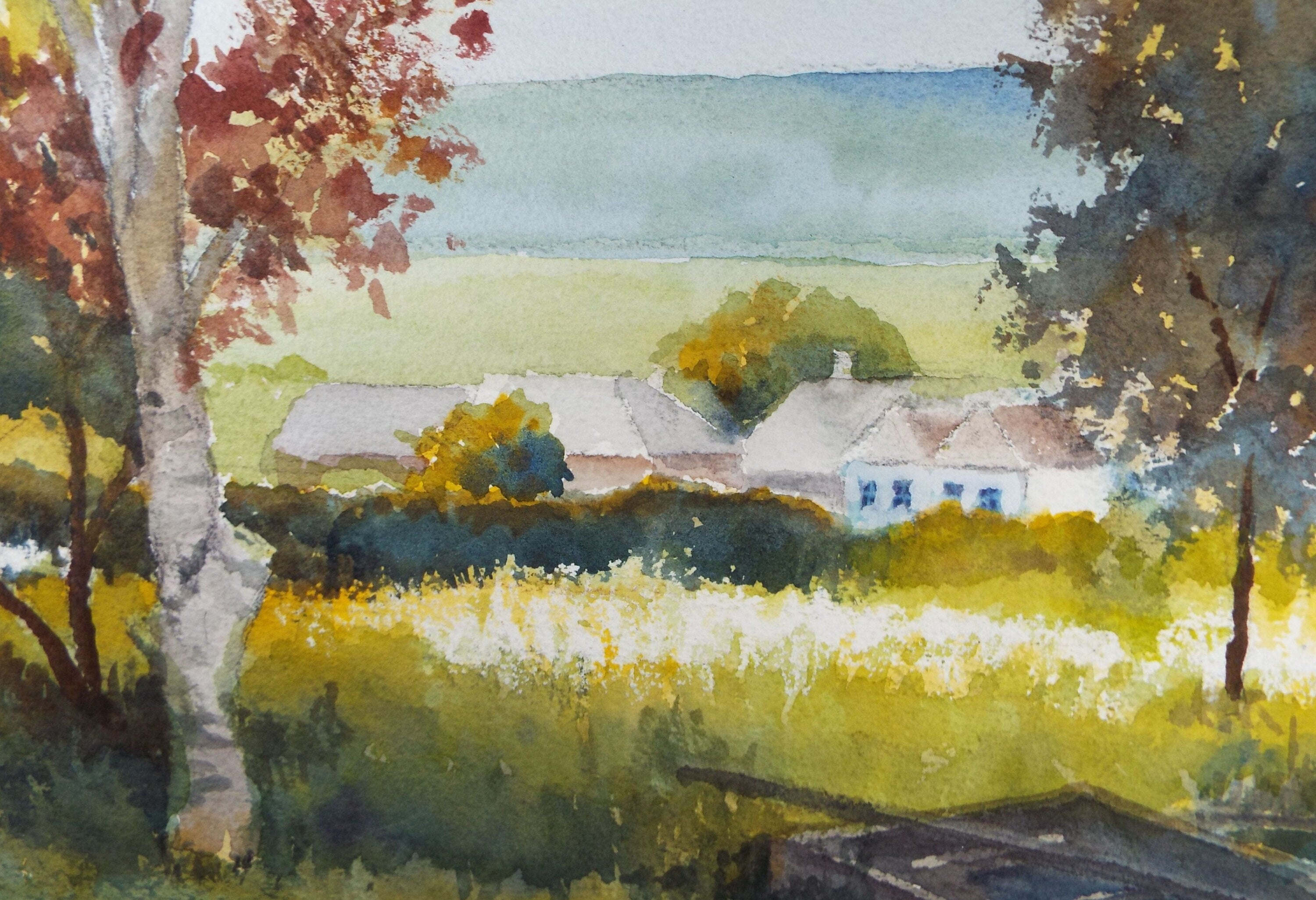 Original Watercolour on Paper, 'Country House in a Landscape', Paul Winby, Circa 1990's