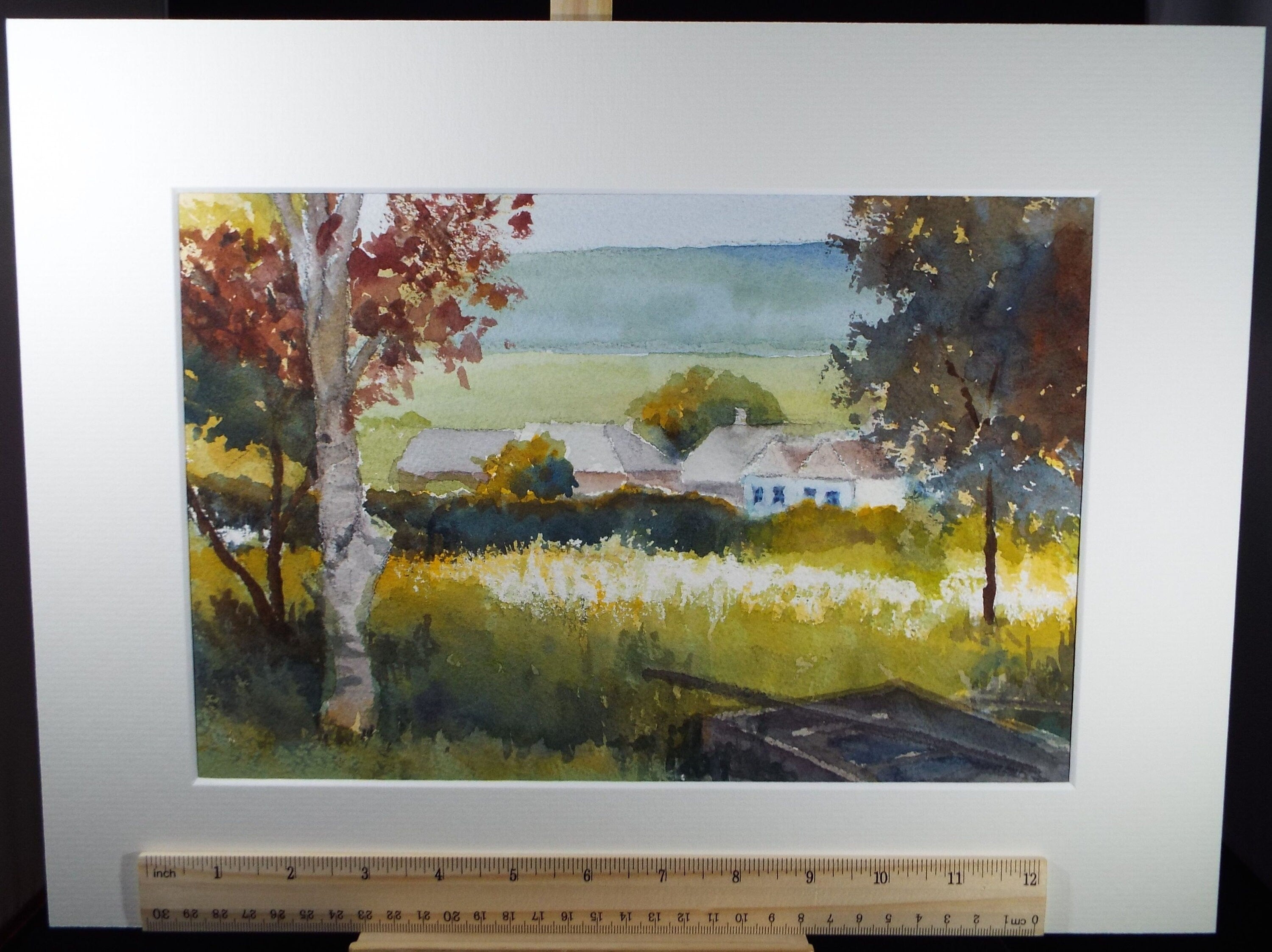 Original Watercolour on Paper, 'Country House in a Landscape', Paul Winby, Circa 1990's