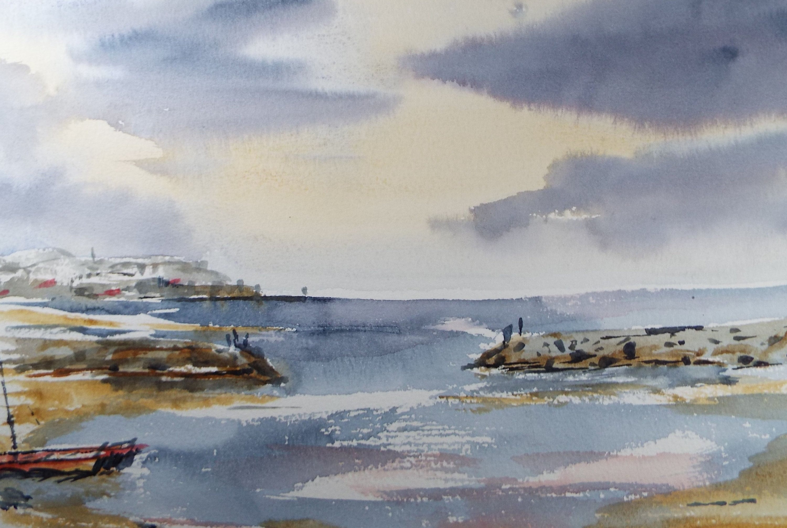 Original Watercolour, 'Rocky Coast', Circa 1990's, Artist Unknown