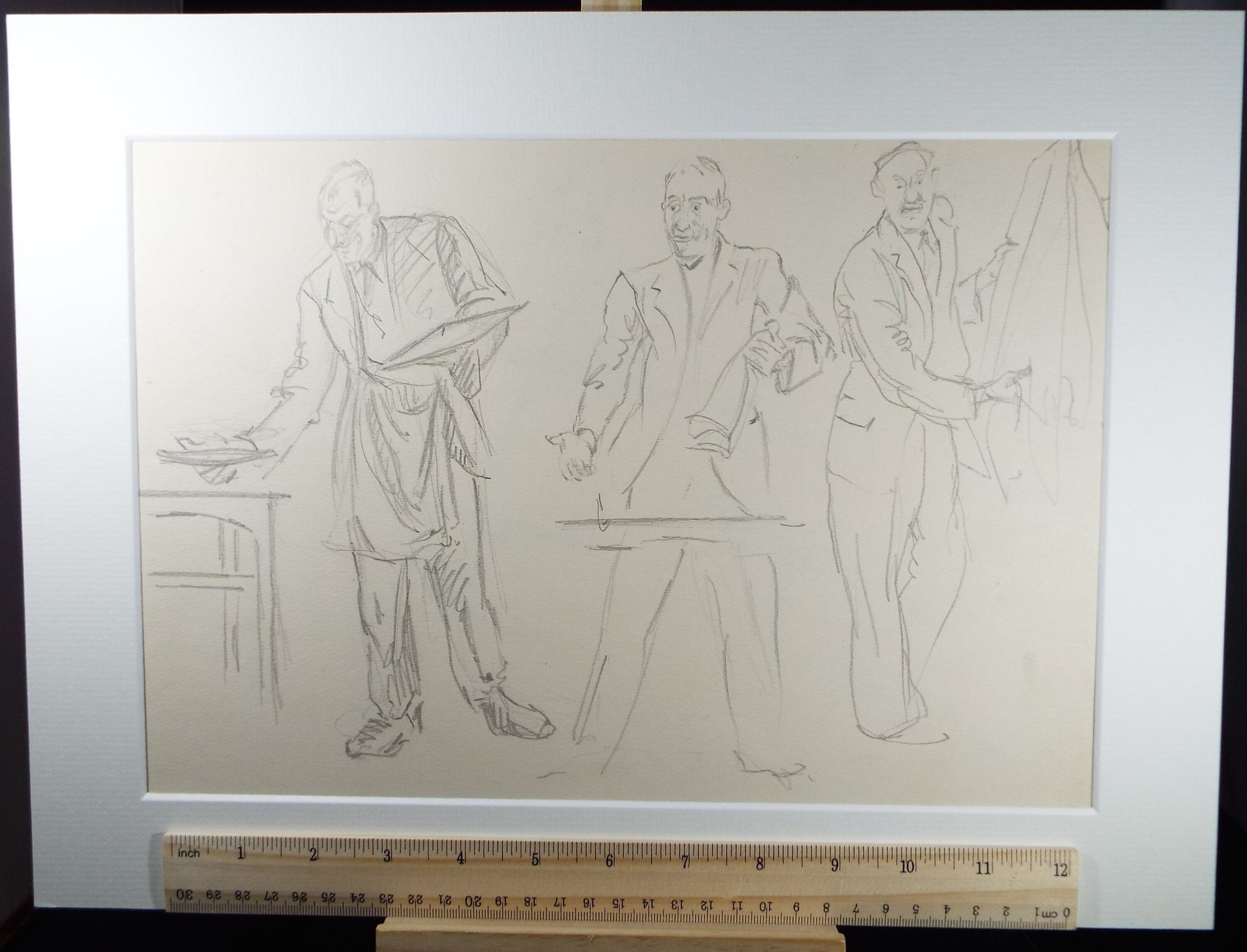 Original Pencil Drawing, 'Figure Studies of waiters', Ivy T. Attwell (20th Century, British)