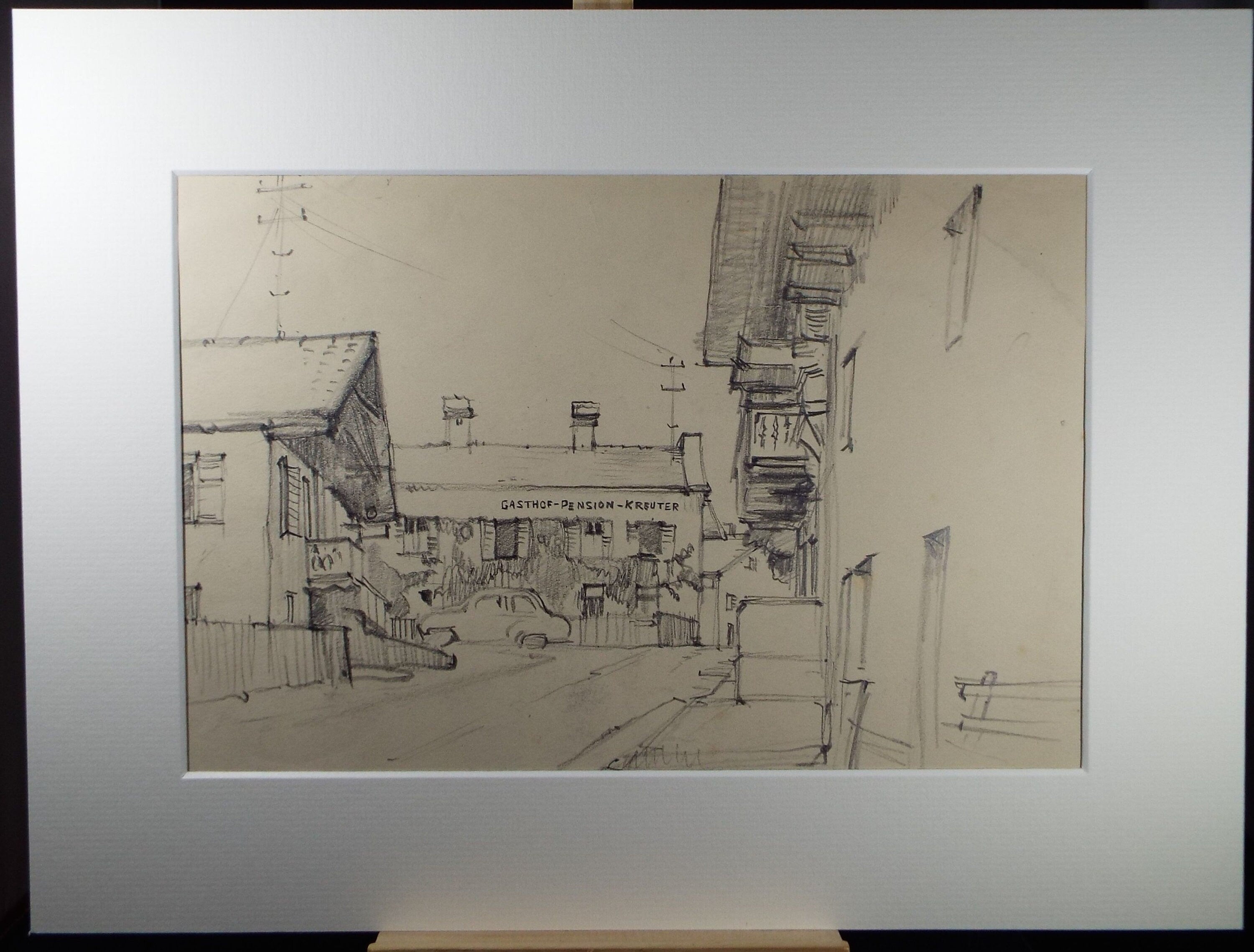 Original Pencil Drawing, 'Austria', Circa 1950's, Douglas Pittuck (1911-1993)