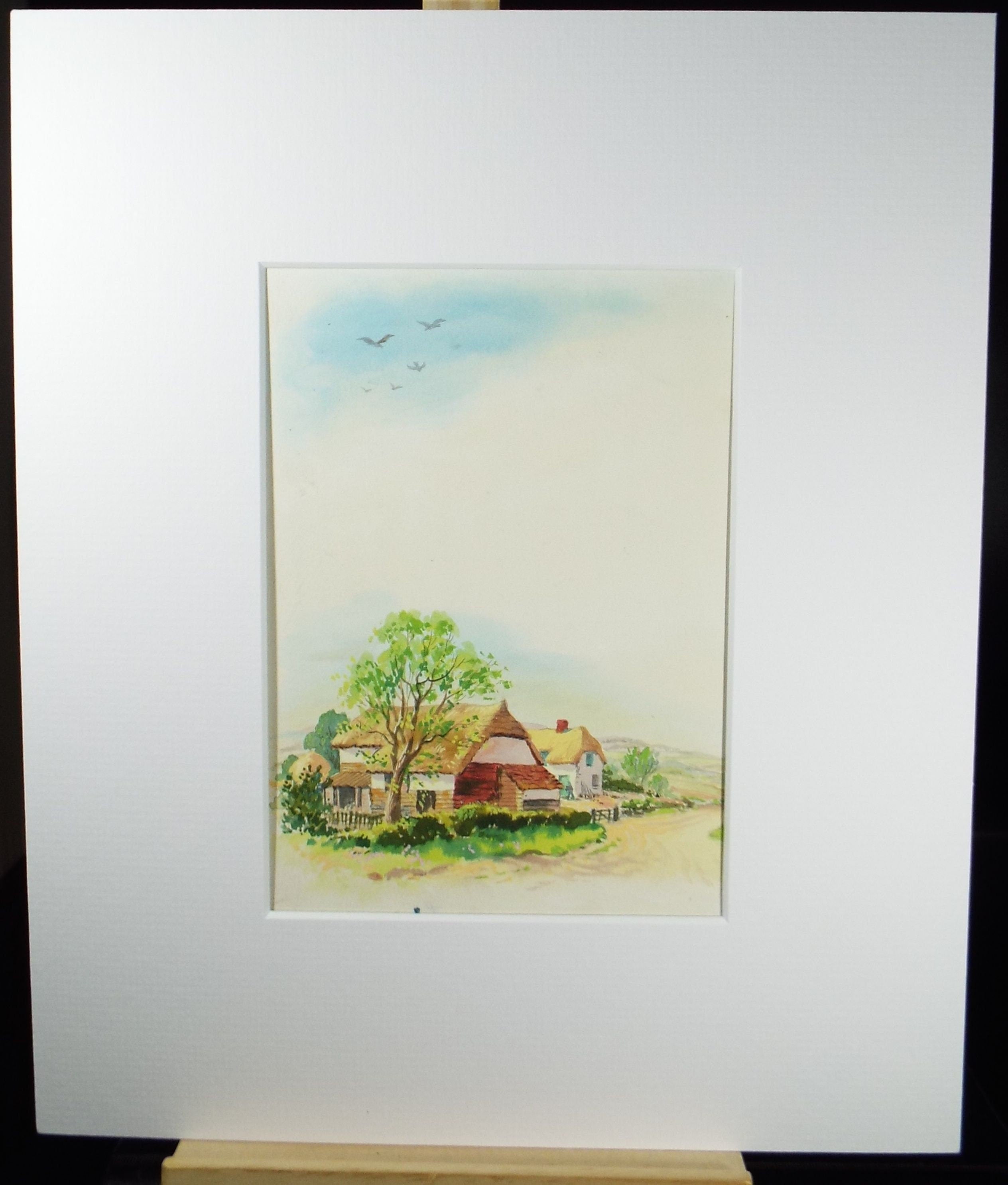 Original Watercolour, 'Sussex Farm Buildings', Circa 1960's,Artist Unknown