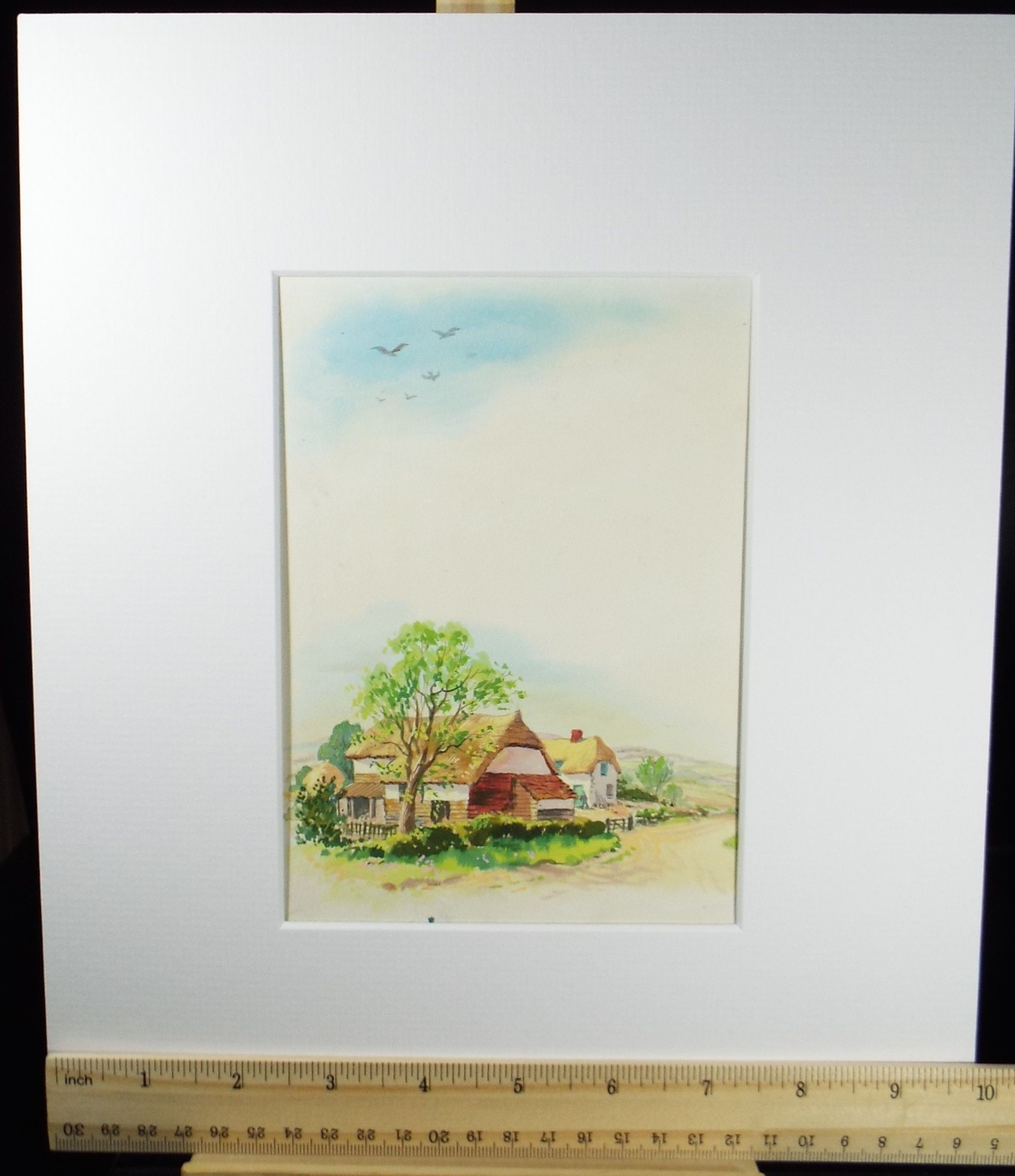 Original Watercolour, 'Sussex Farm Buildings', Circa 1960's,Artist Unknown