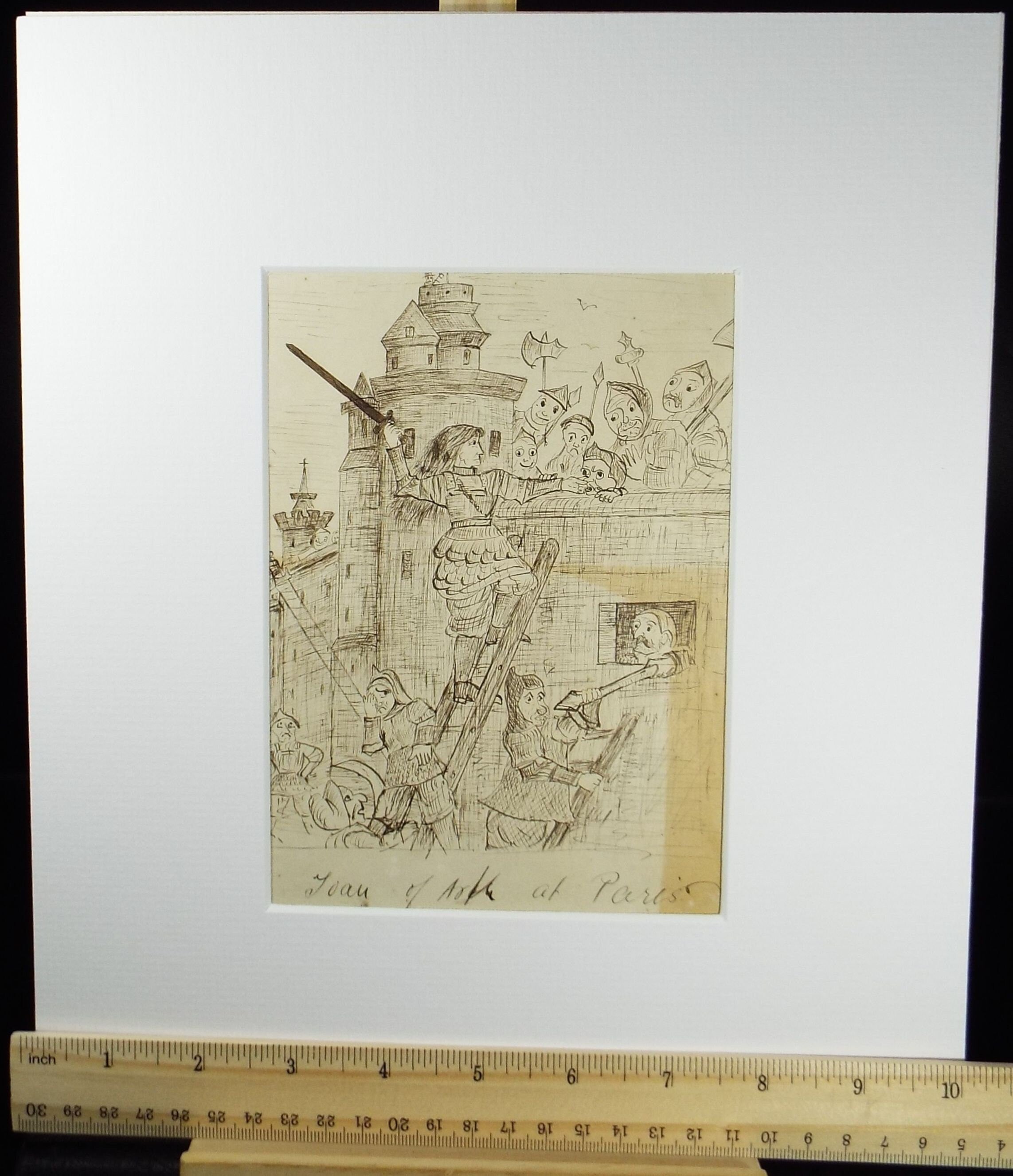 Original Pen & Ink Drawing, 'Joan of Arc at Paris', late 19th Century, Artist Unknown