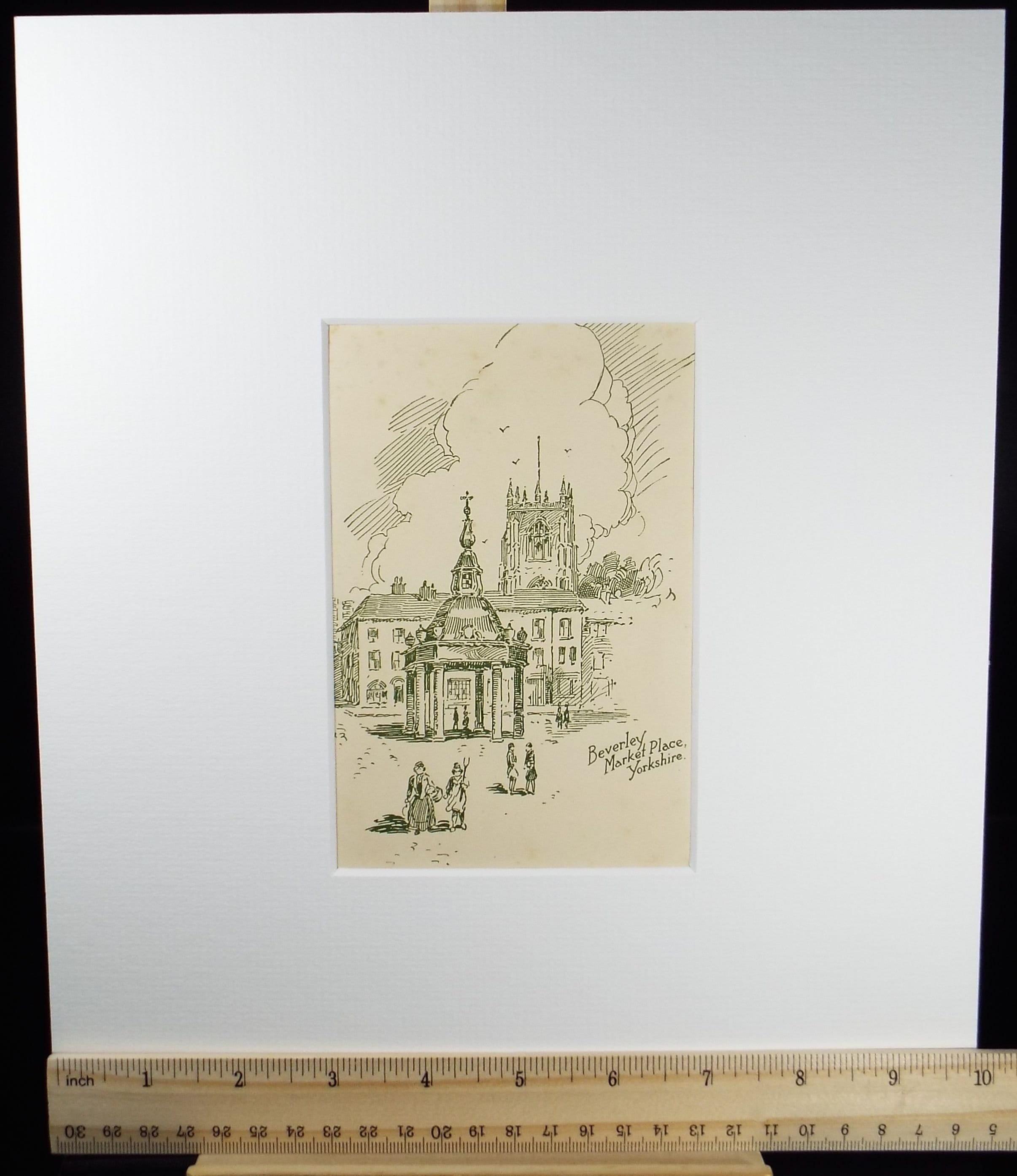 Original Pen & Ink 'Beverley Market Place', Early 20th Century, Artist Unknown