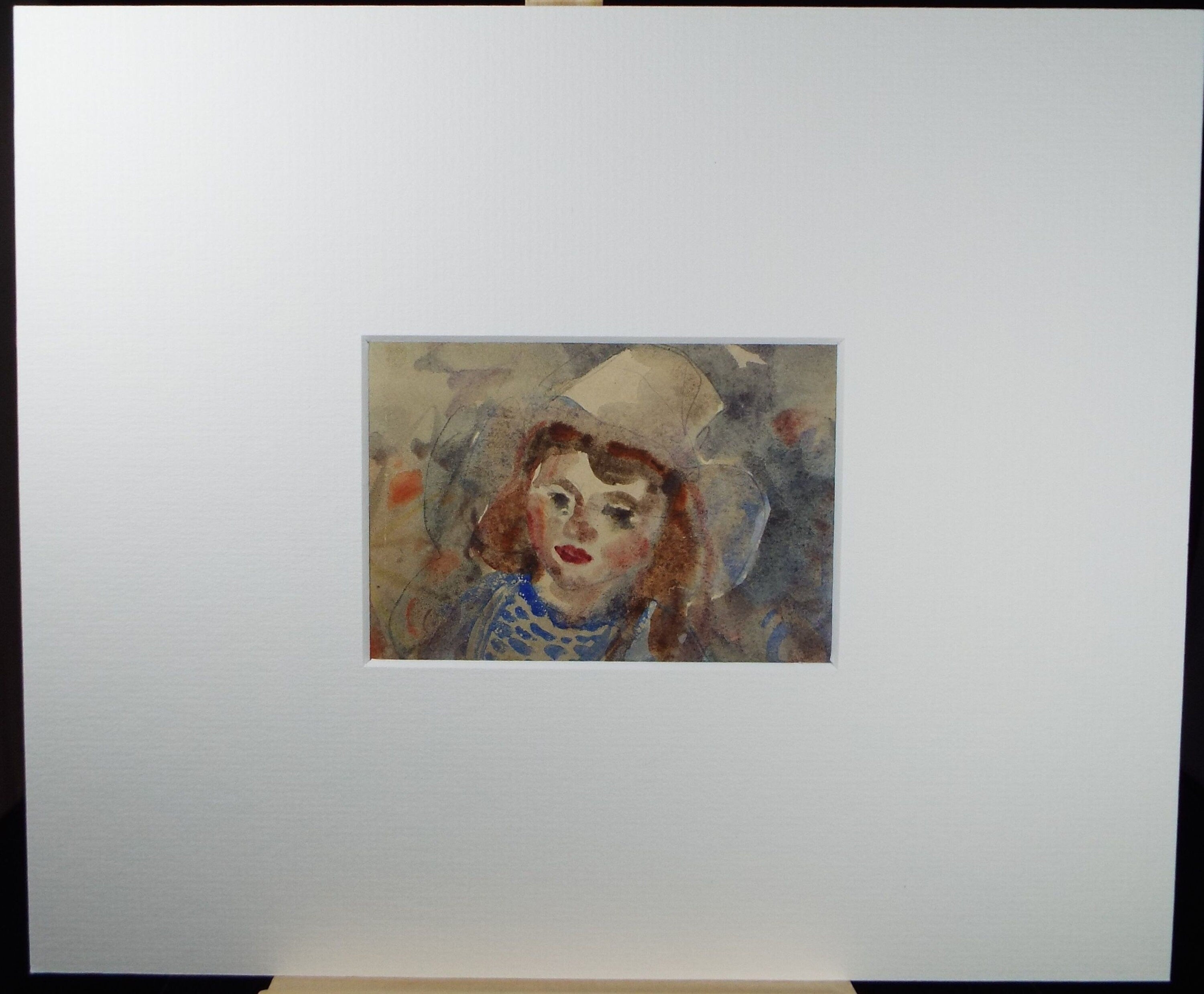 Original Watercolour, 'Study of a Girl in a Hat' 1950's, William D Clyne (1922-1981)