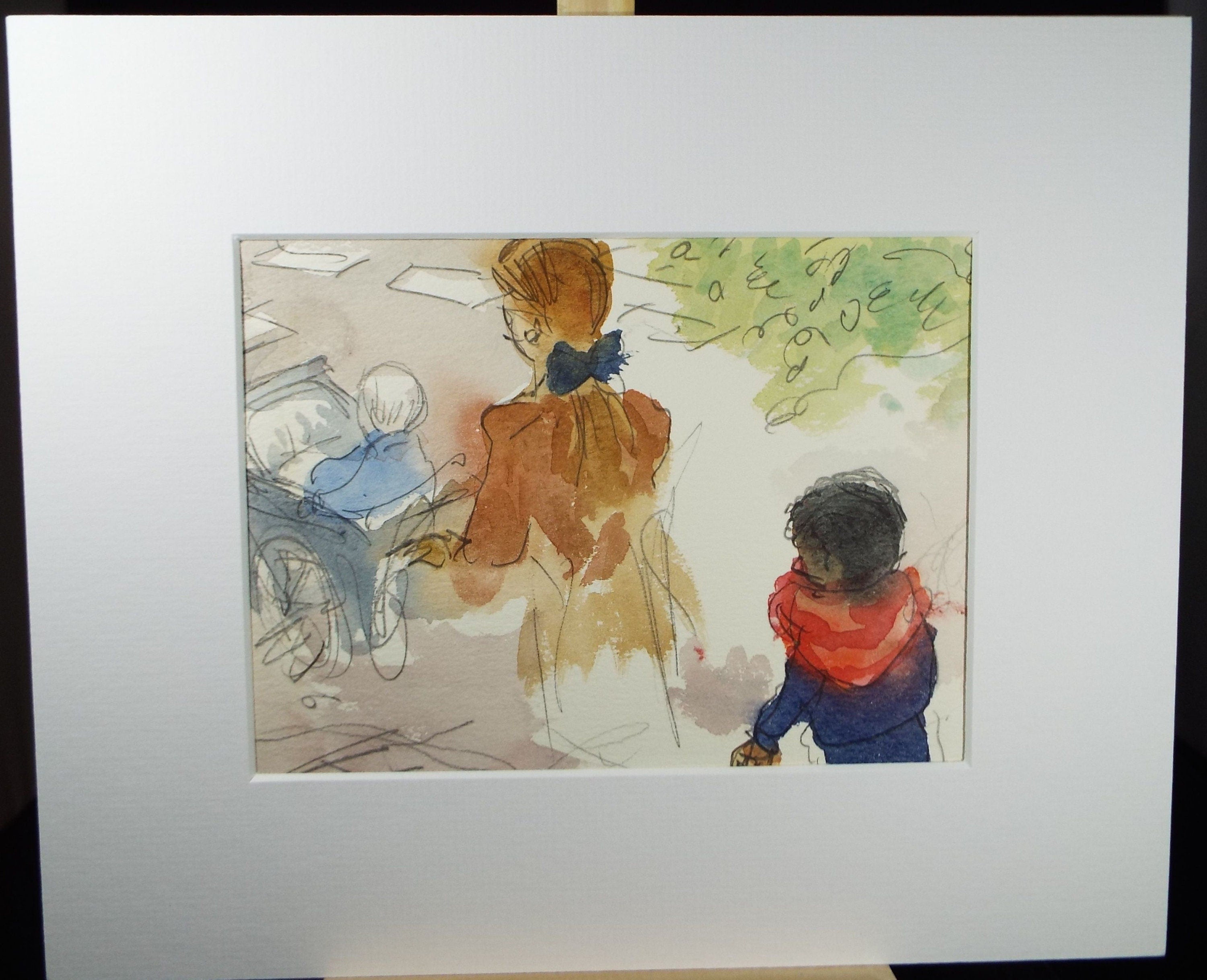 Original Watercolour, 'Figures with Pram', 1960's, William D Clyne (1922-1981)