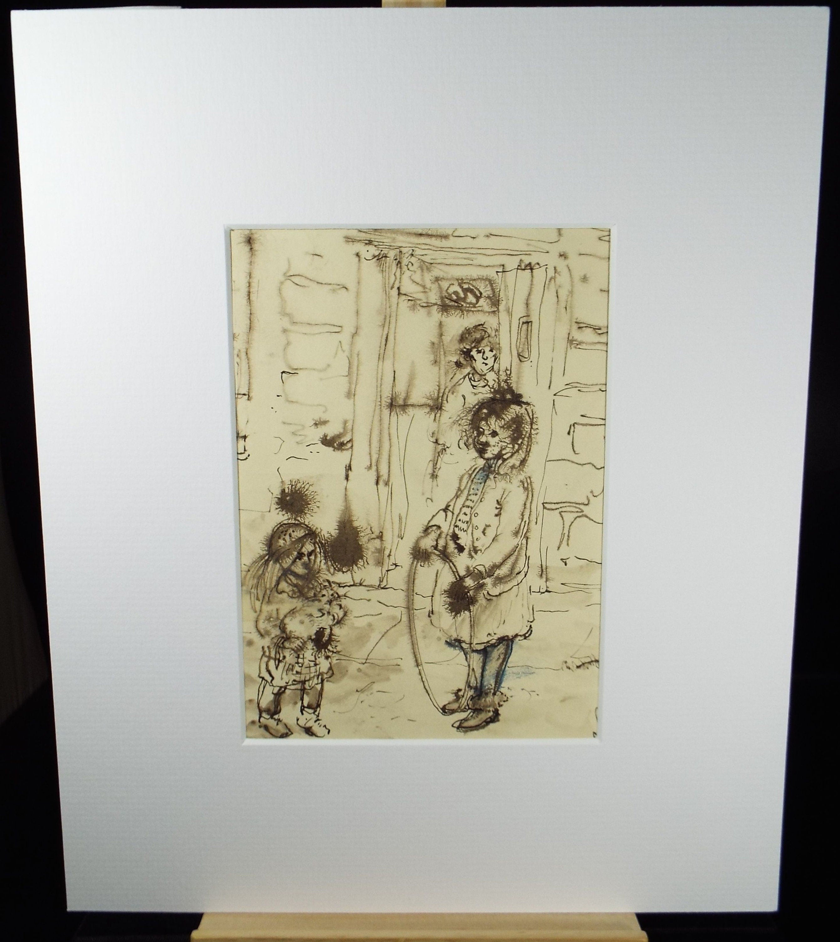 Original Watercolour, 'Figures in a Doorway', Circa 1950's, William D Clyne (1922-1981)