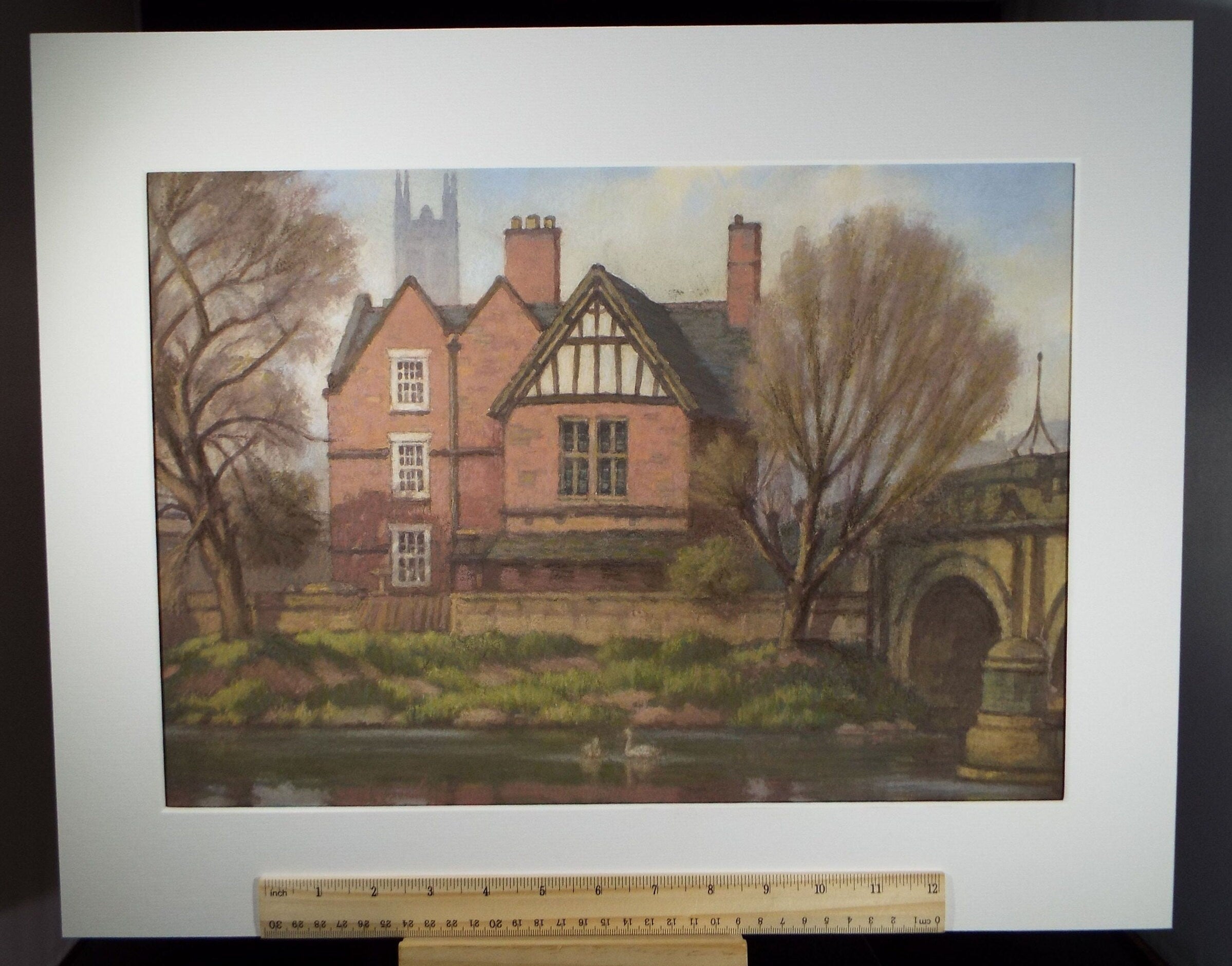 Original Pastel Drawing on Paper, 'Bridge Chapel House, Derby', Edward Albert Hickling (1913-1998), Circa 1950's