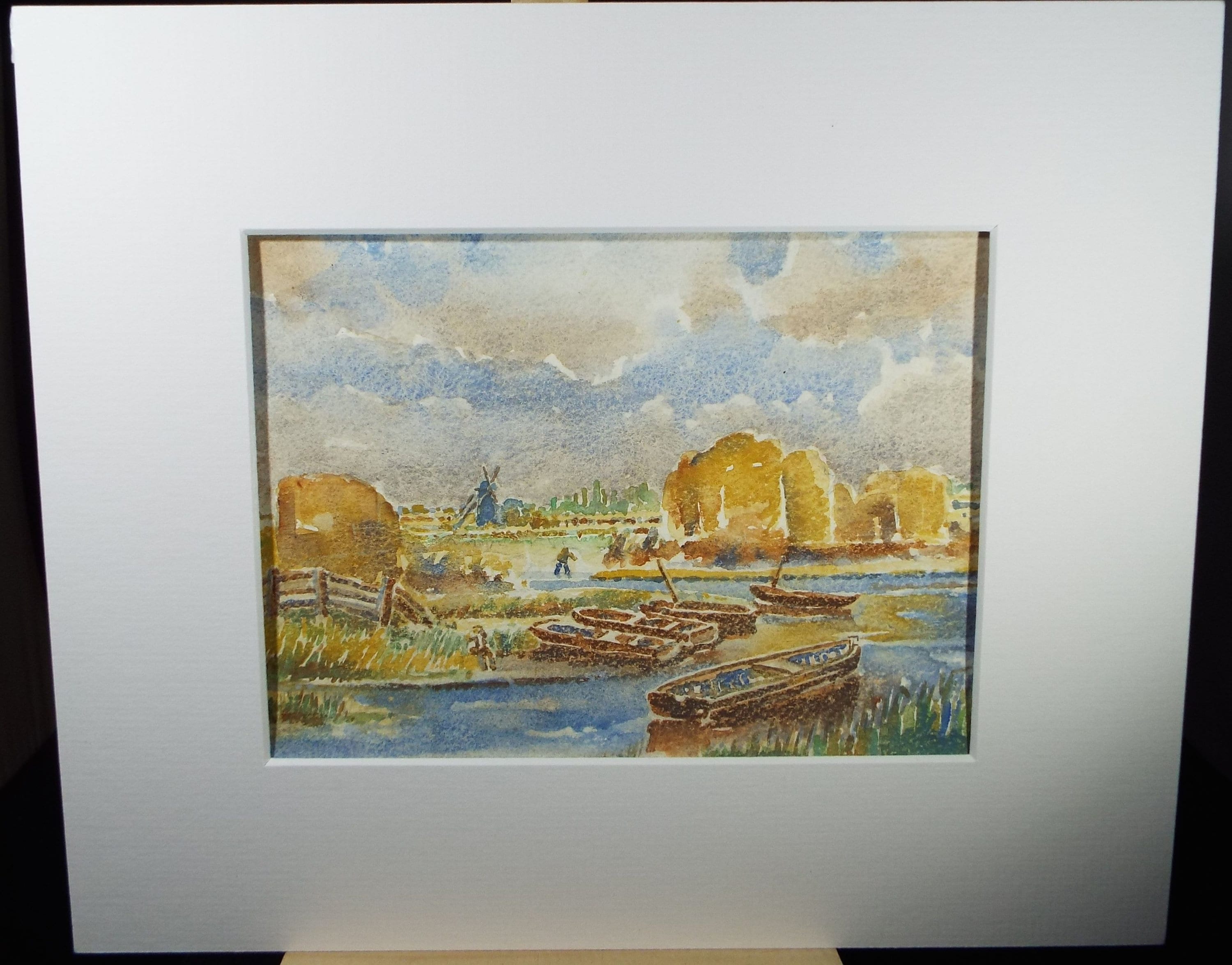 Original Watercolour, 'Norfolk Broads', Circa 1950's,Artist Unknown