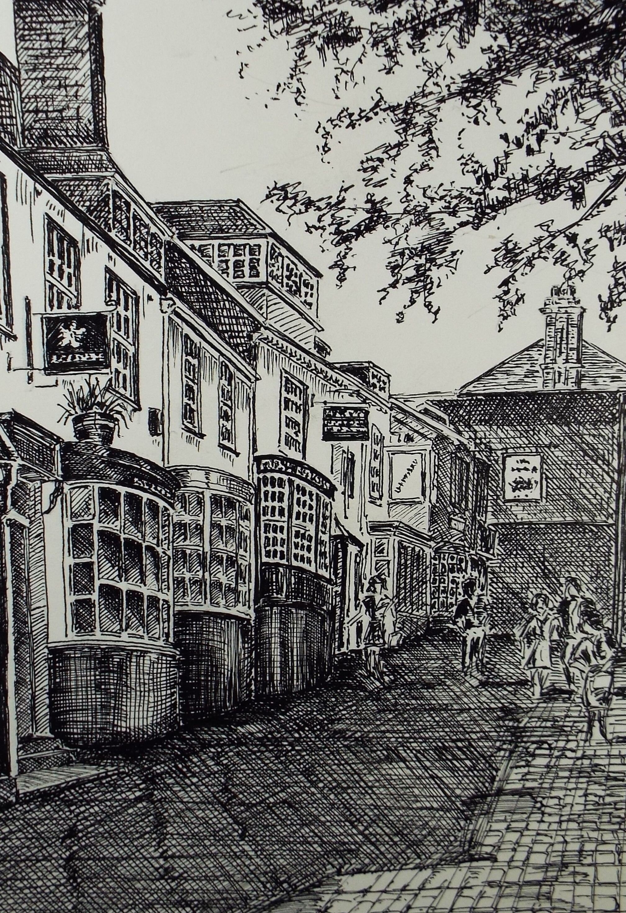 Original Pen & Ink, 'Lymington High Street', Circa 1990's