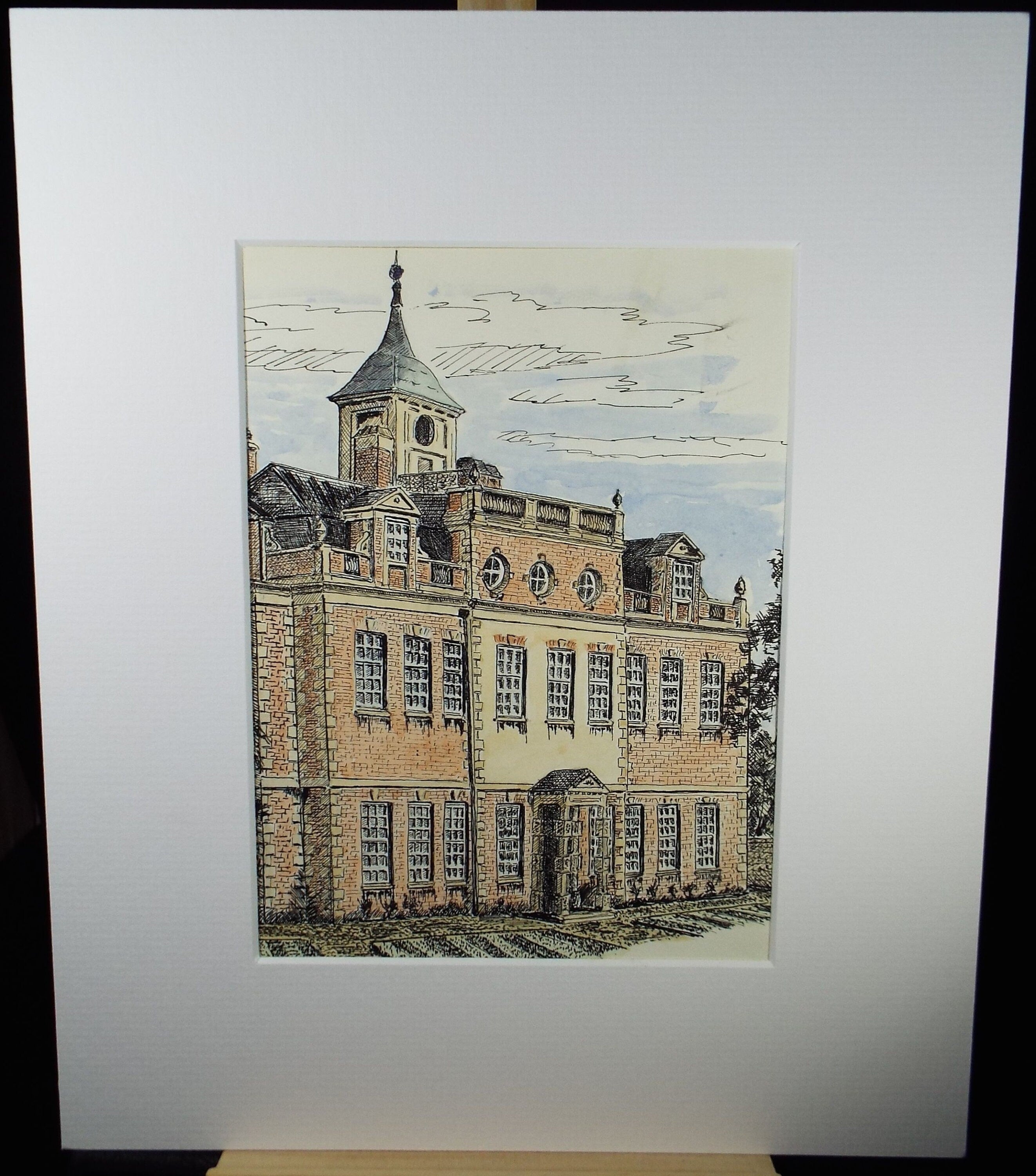 Original Watercolour, 'A Mansion House', Dated 1994, Artist Unknown