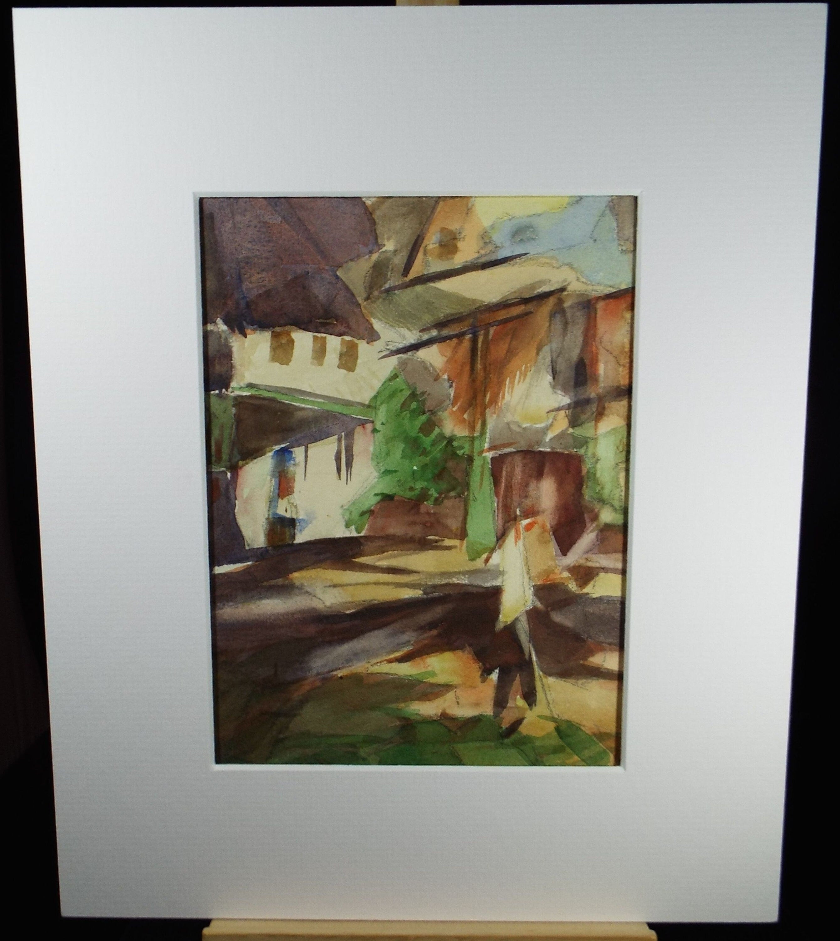 Original Watercolour, 'Impressionist Italian Village', 1960's, Artist Unknown