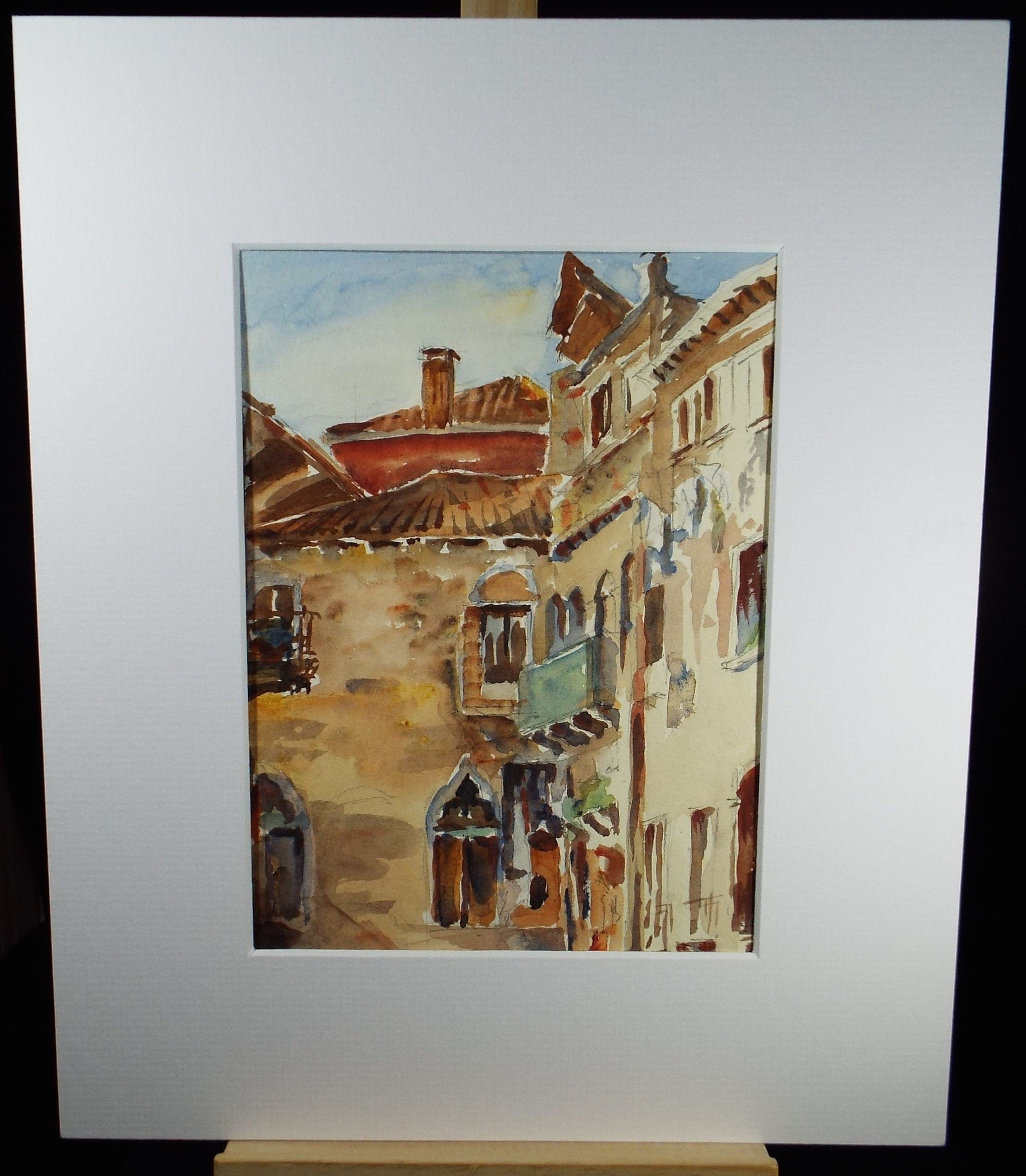 Original Watercolour, 'Venetian Palazzo', Circa 1950's, indistinctly signed