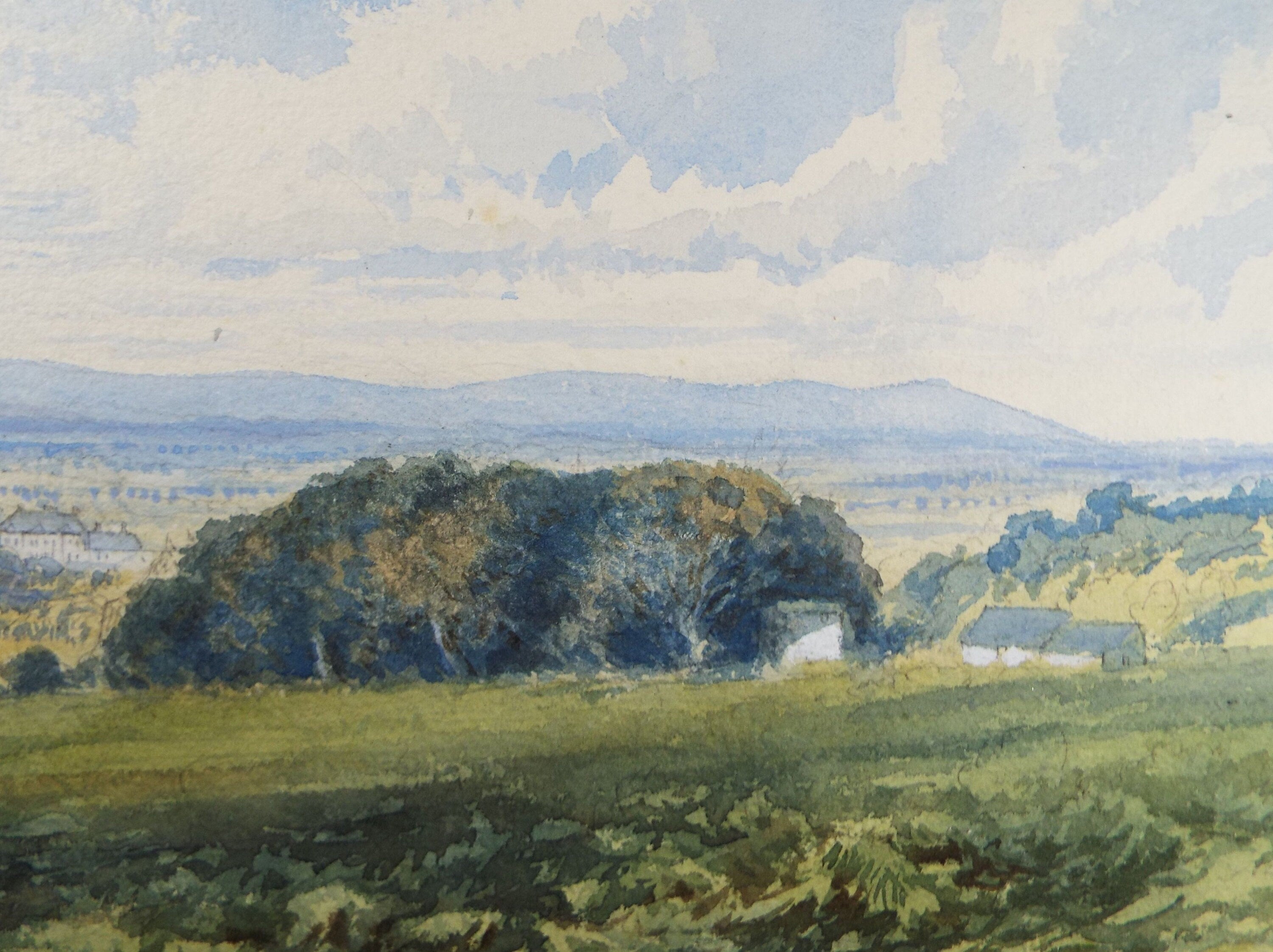 Original Watercolour, 'Copse with Farm Buildings', Circa 1920's, Unknown Artist